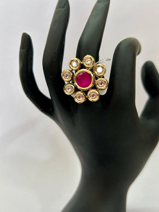 Cocktail Kundan Finger Ring