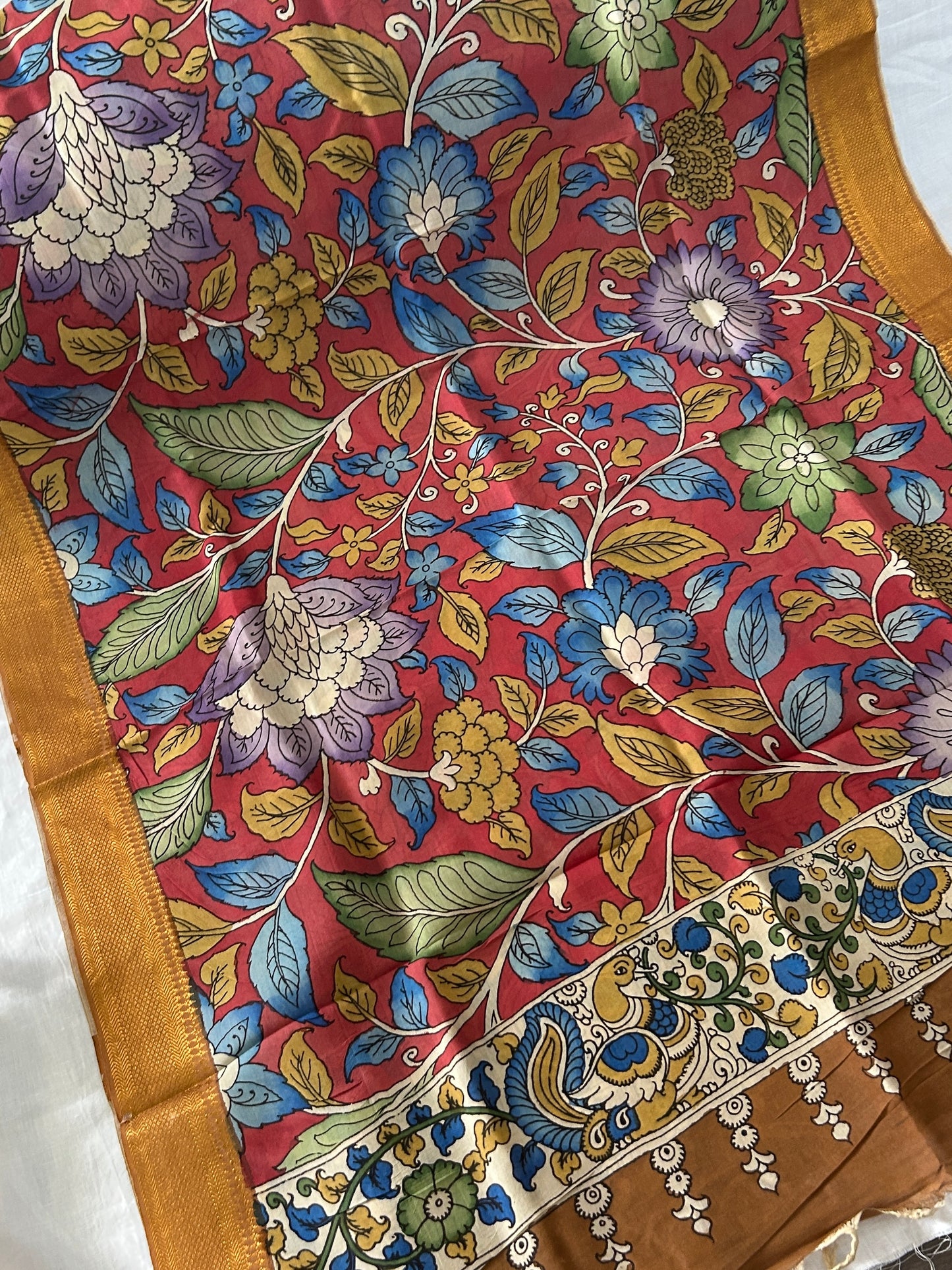 Kalamkari Hand Painted Silk Dupatta
