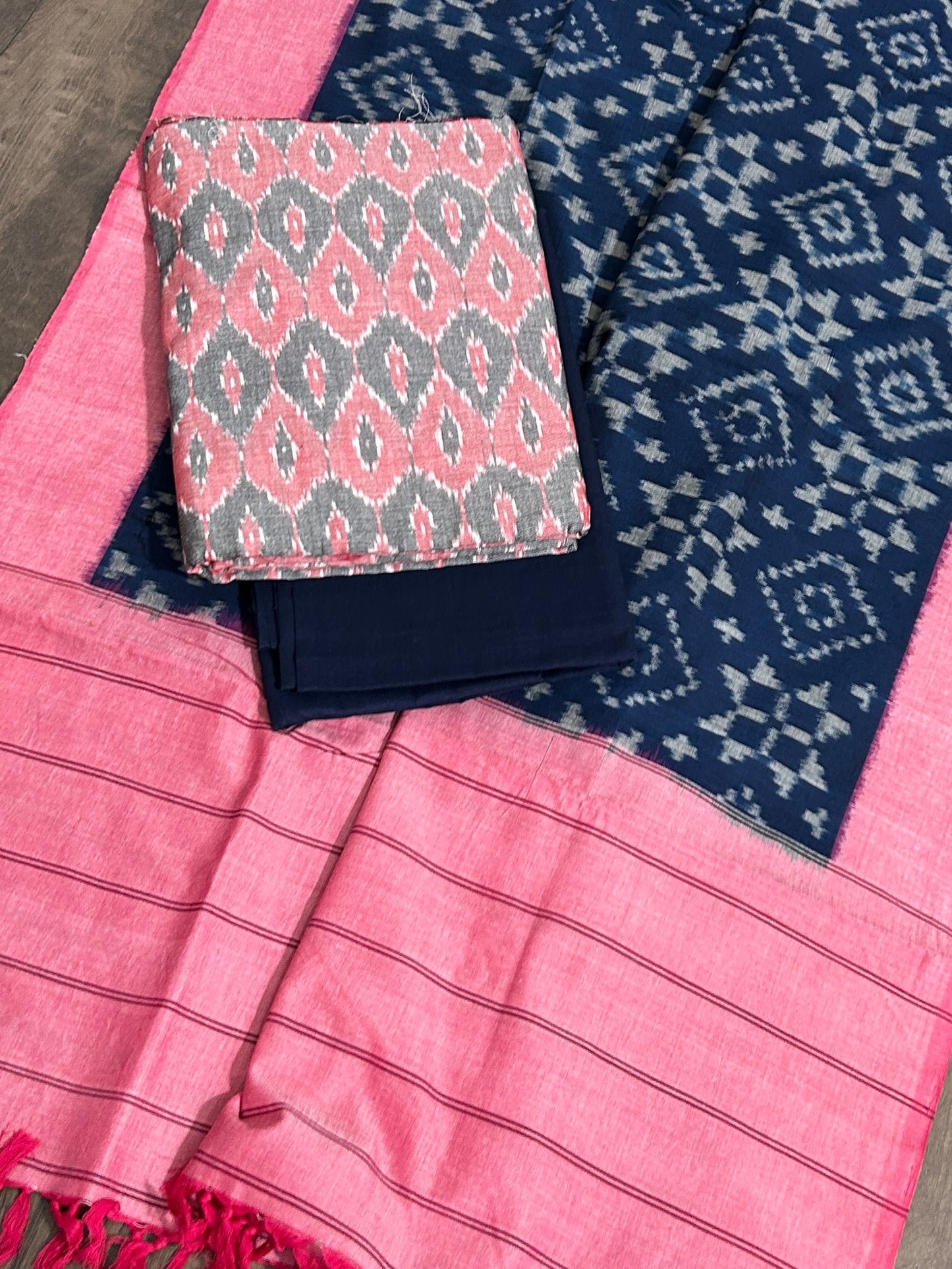 Telia Rumal Double Ikat Mercerized Cotton Dress Material