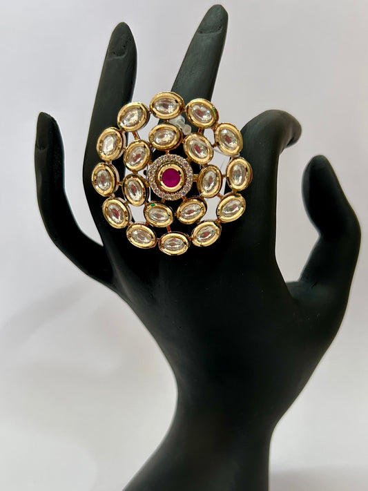 Cocktail Kundan Finger Ring