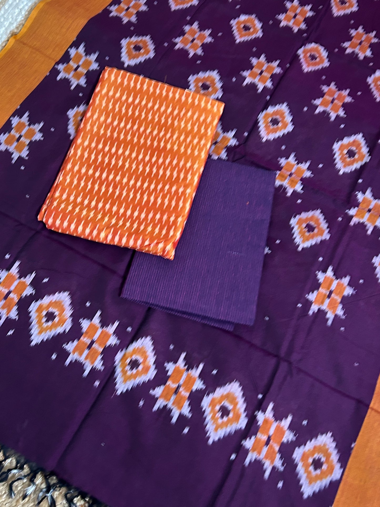 Double Ikat Mercerised Cotton Dress Material