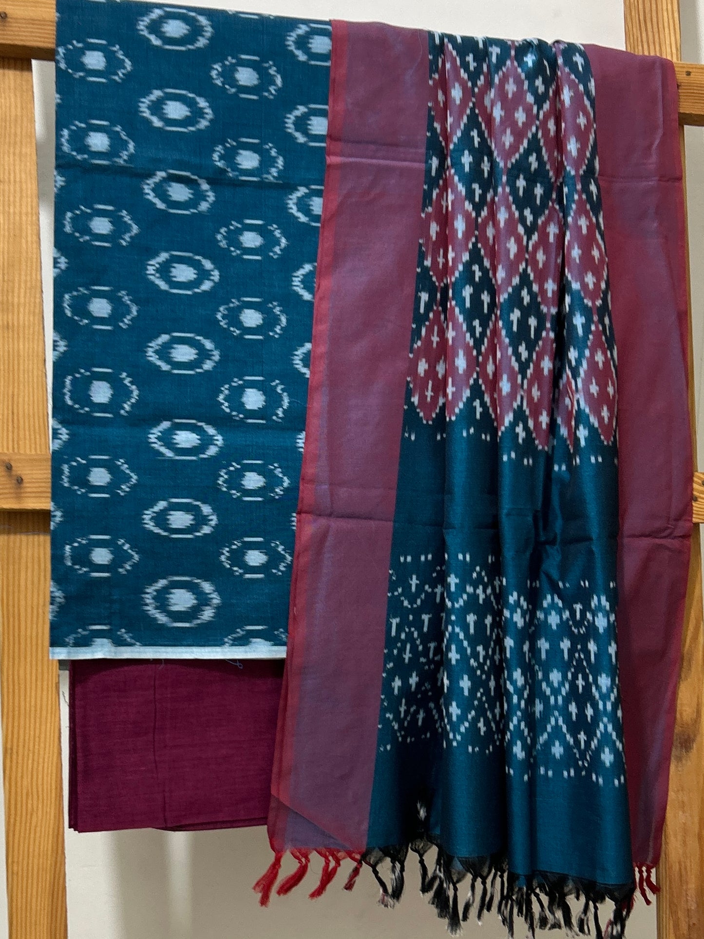 Double Ikat Mercerized Cotton Dress Material