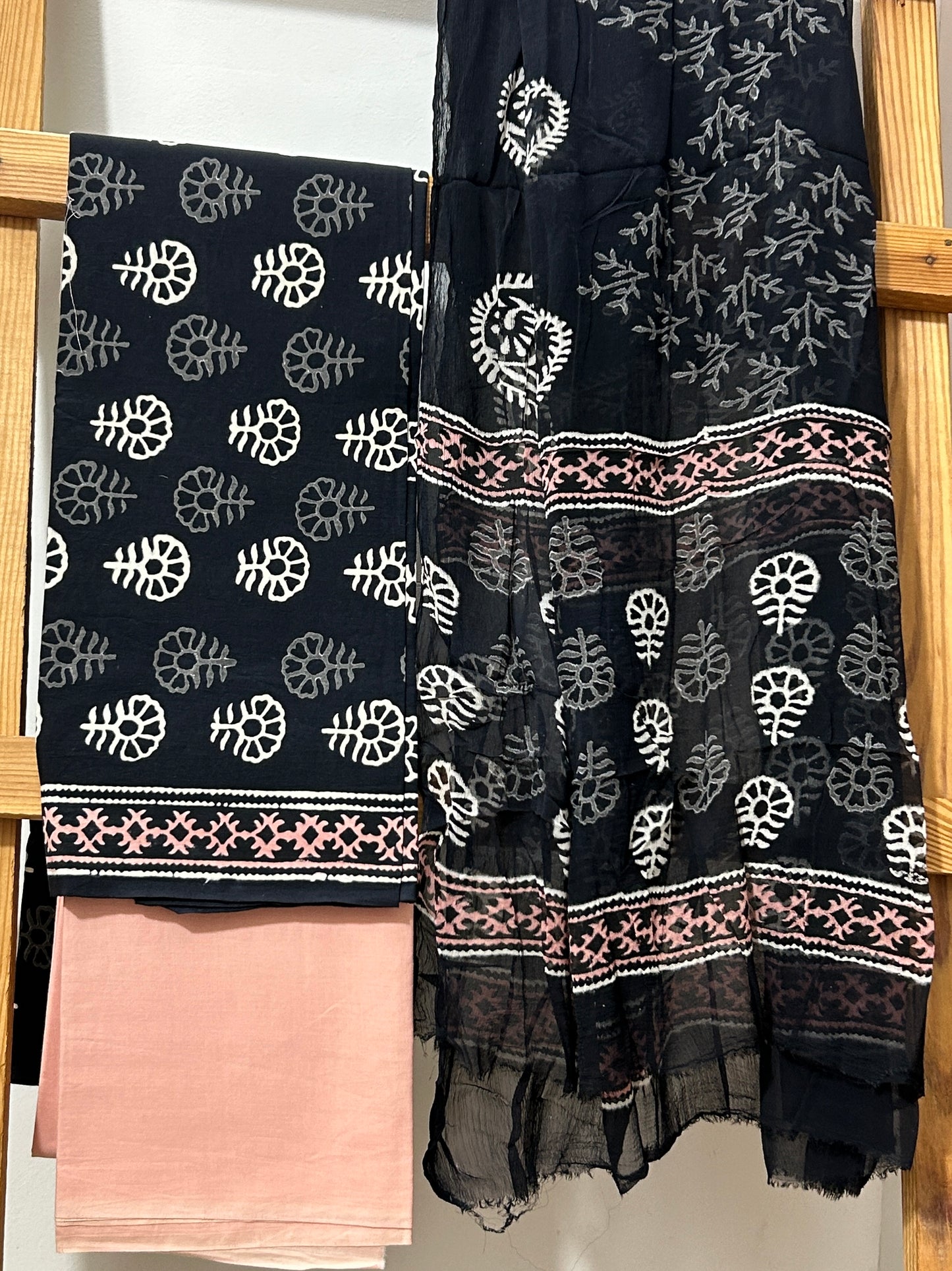 Cotton BlockPrint Dress Material with Chiffon Dupatta