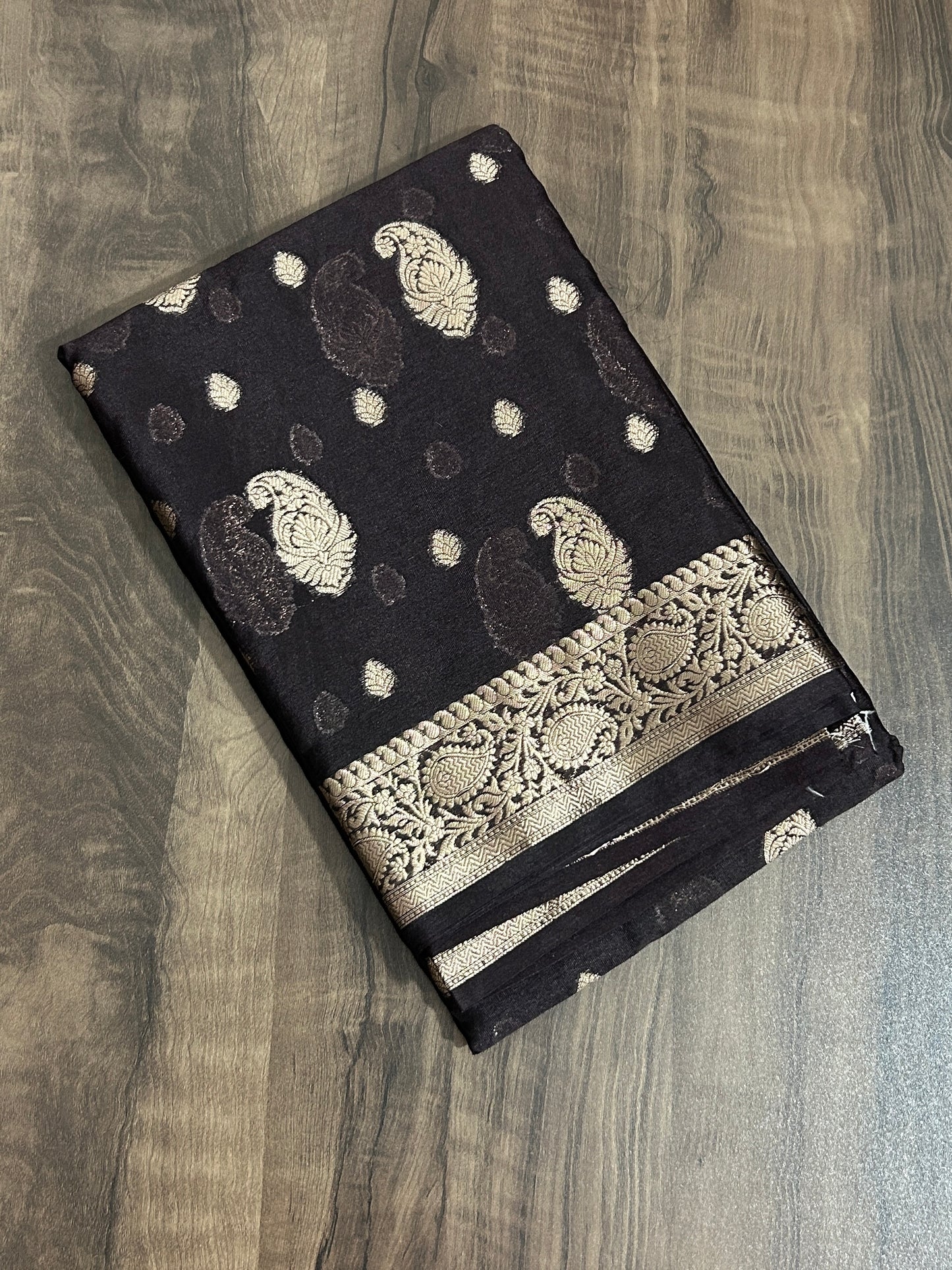 Black Banarasi Soft Semi Georgette Silk Saree