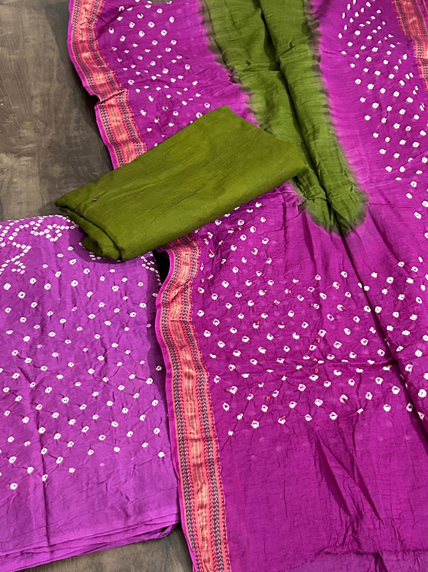 Bandhej Satin Cotton Dress Material