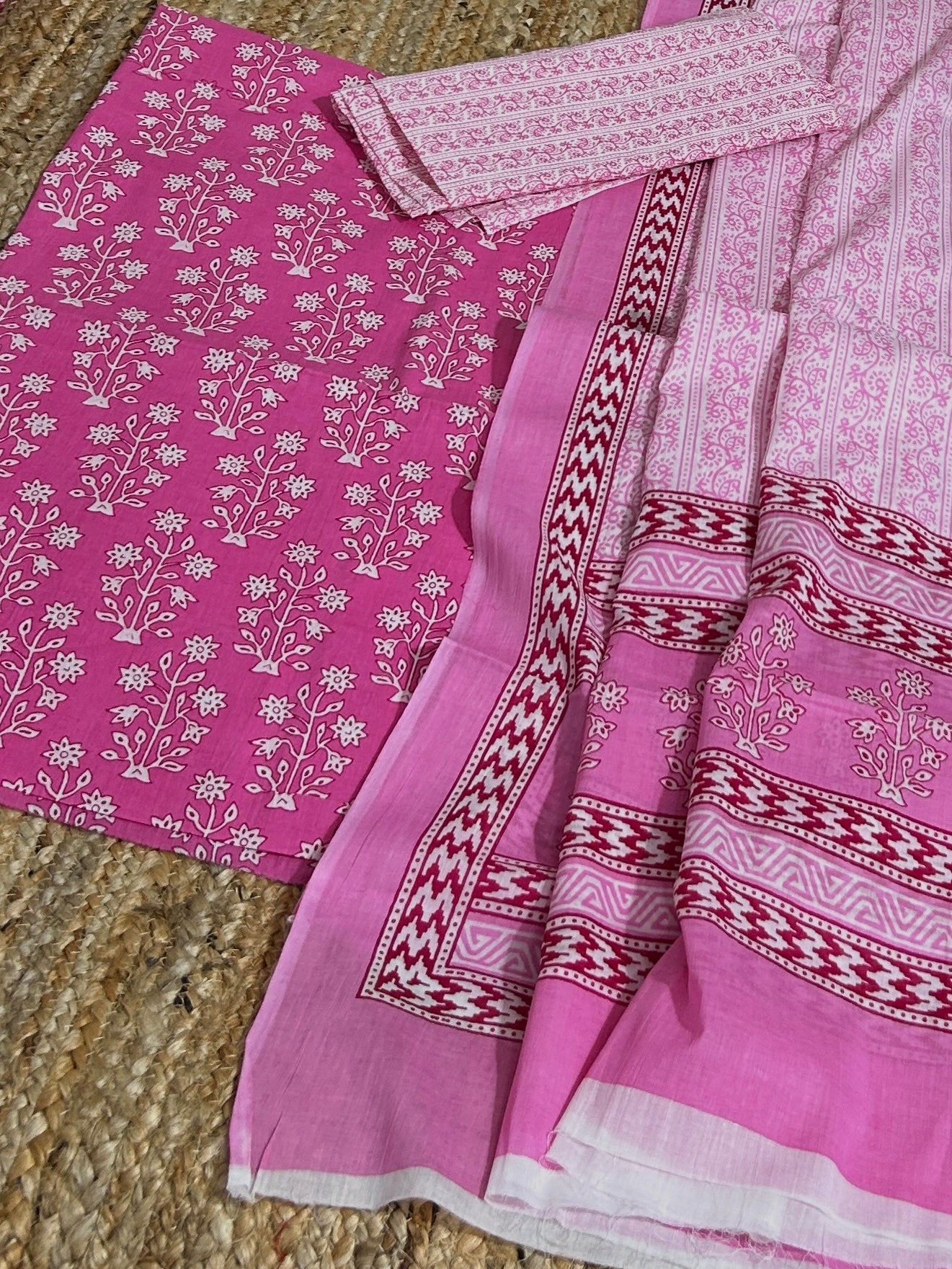 Hand BlockPrint Cotton Dress Material with Cotton Dupatta *