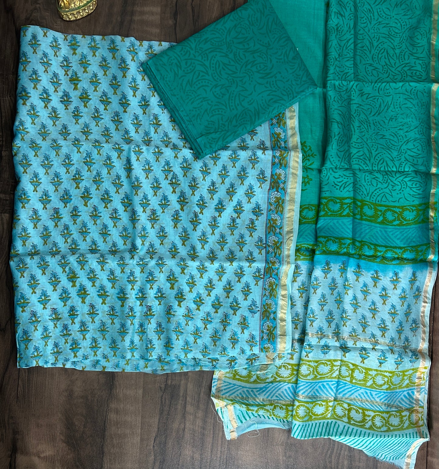 Hand BlockPrint Chanderi Silk Cotton Dress Material
