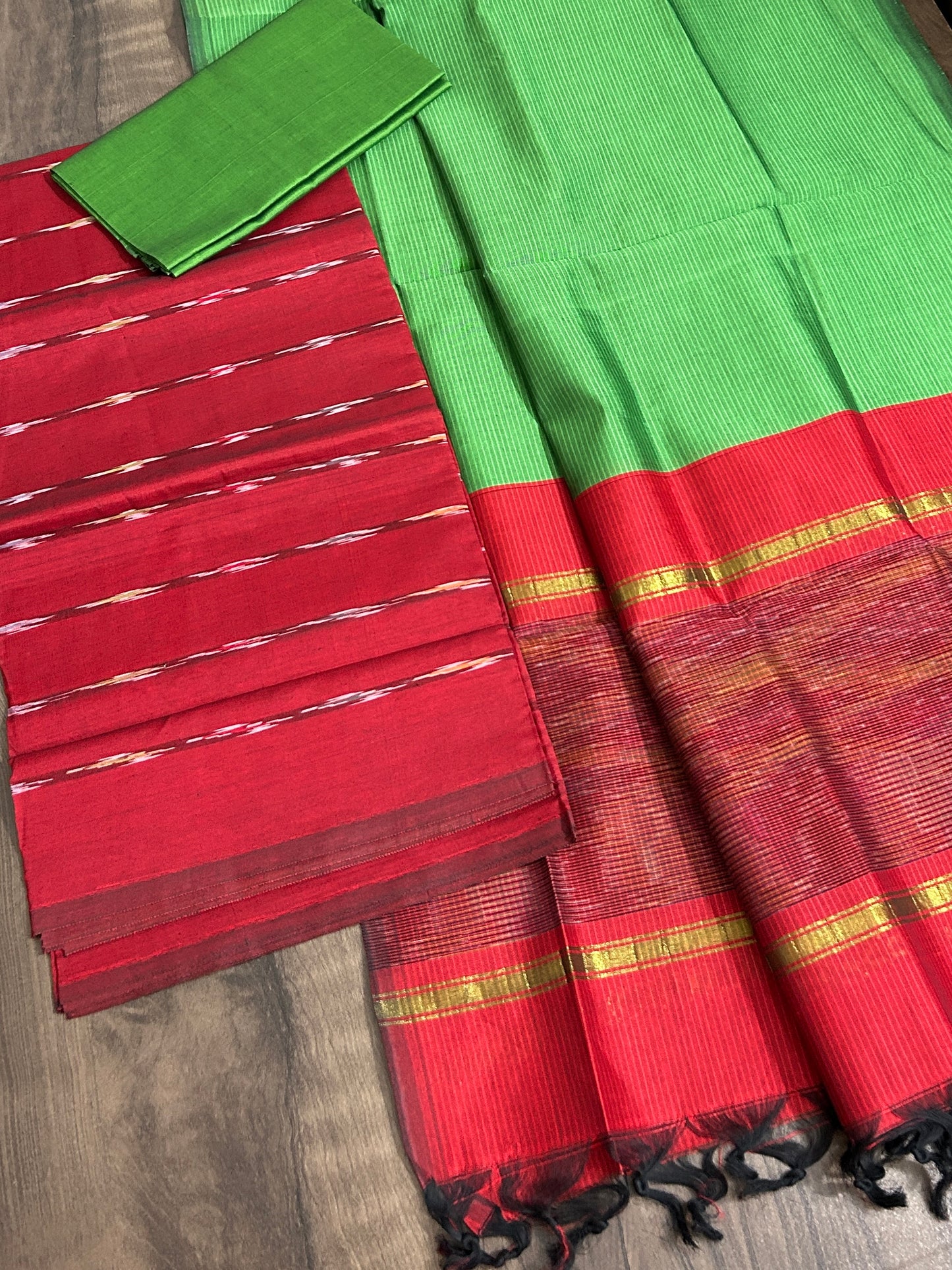 Ikat Cotton Silk Dress Material