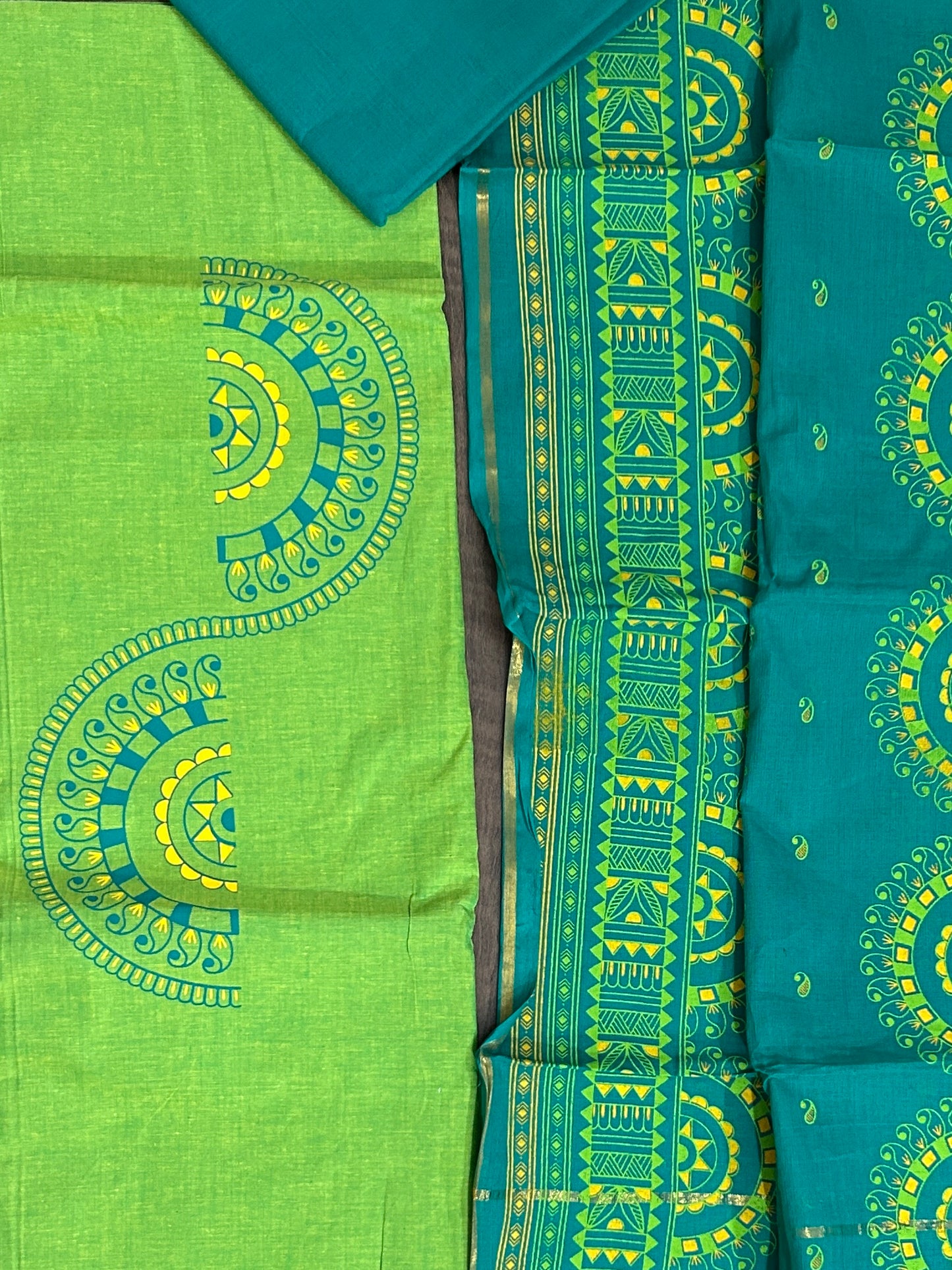 Mangalagiri Cotton Hand block Printed Dress Material