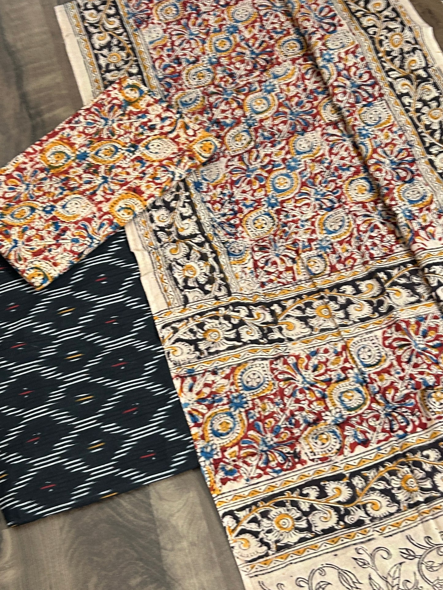 Ikat Kalamkari Cotton Dress Material