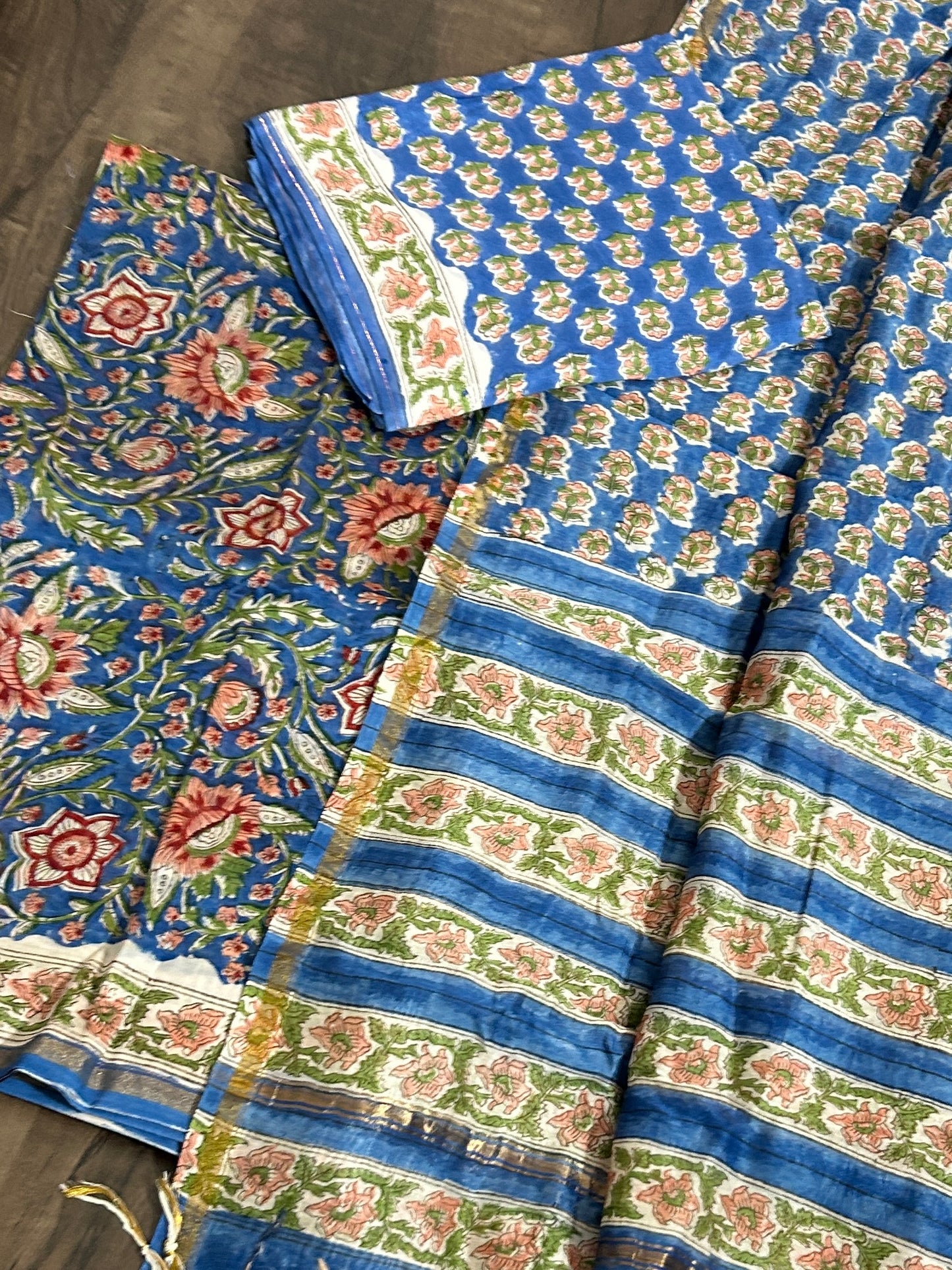 Hand BlockPrinted Chanderi Silk Cotton Dress Material