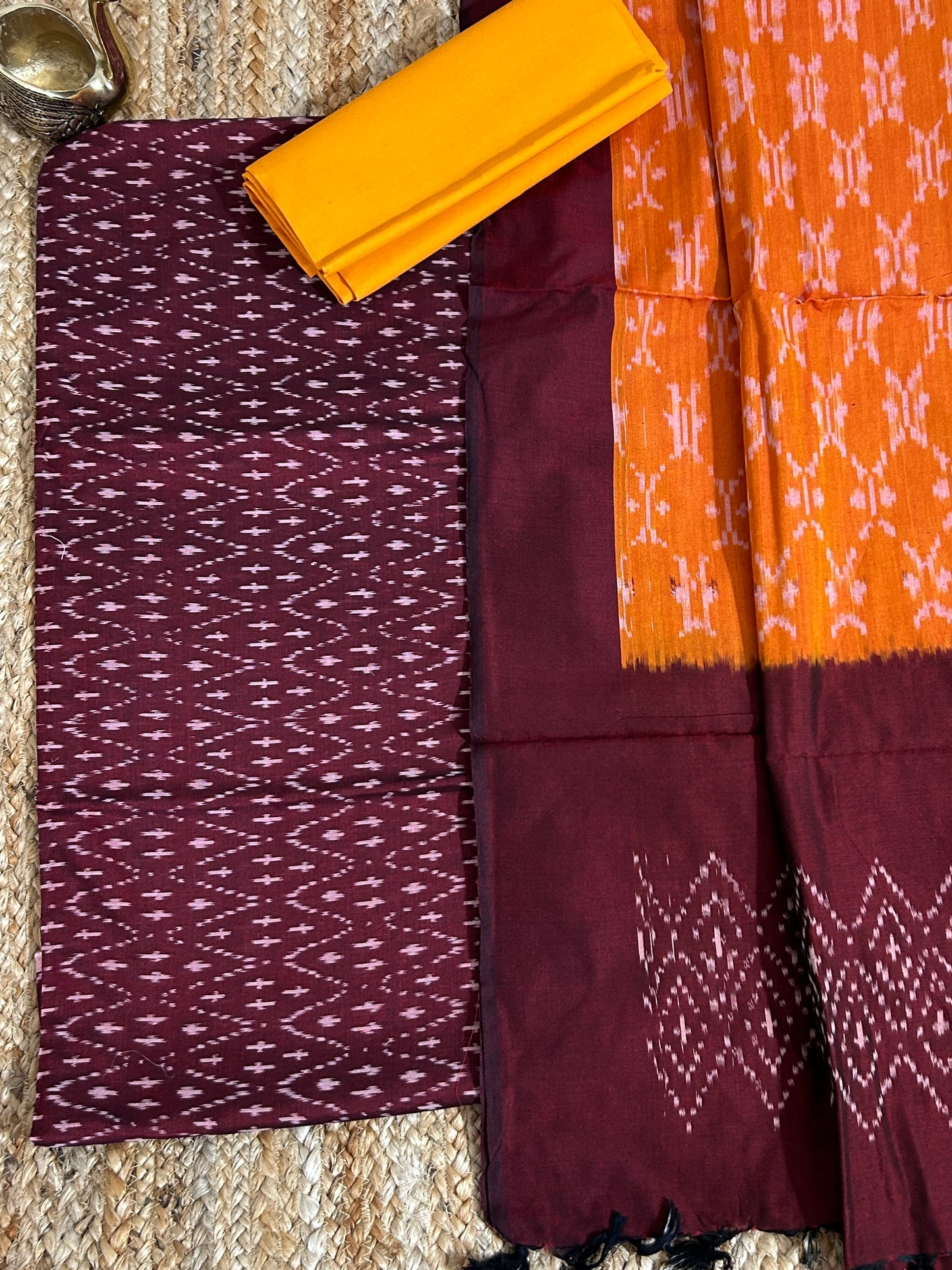 Double Ikat Mercerized Cotton Dress Material