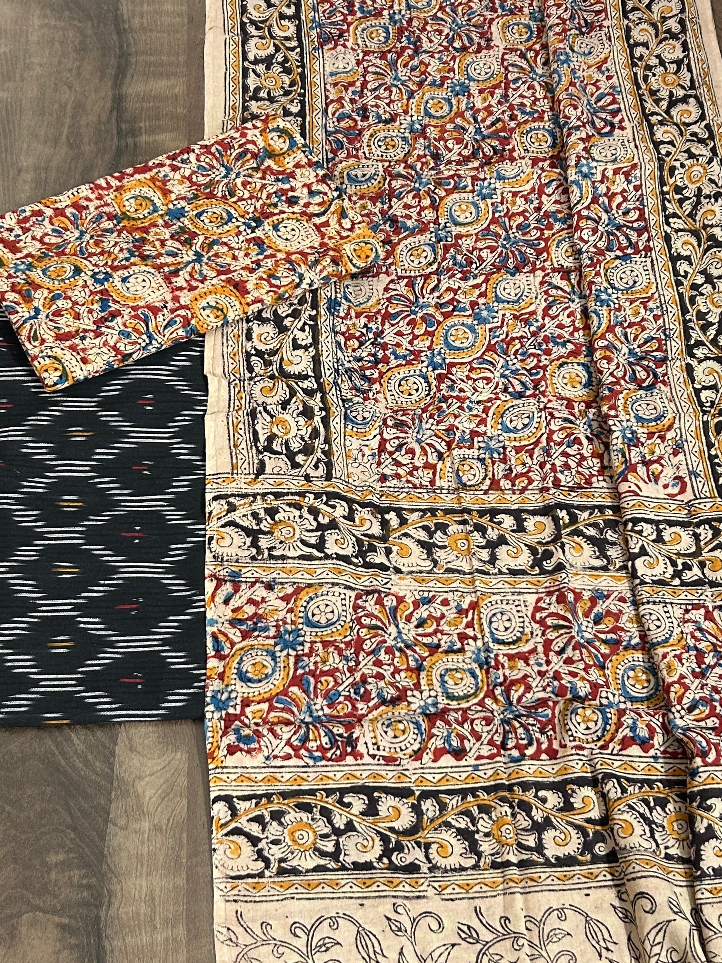 Ikat Kalamkari Cotton Dress Material