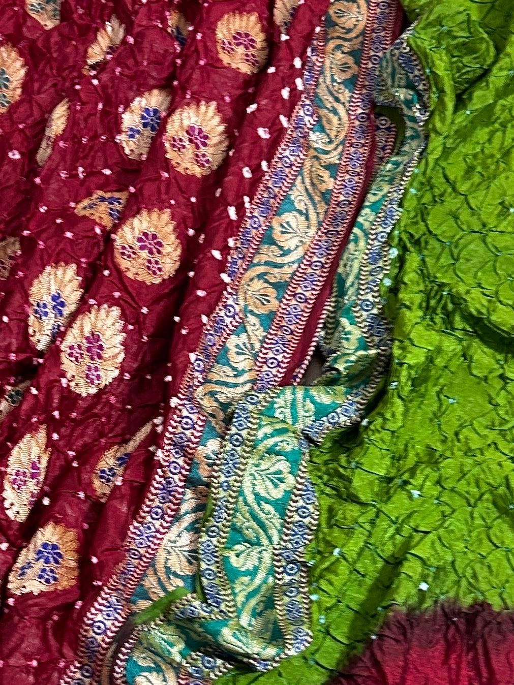 Gadwal Silk Bandhej Dress Material