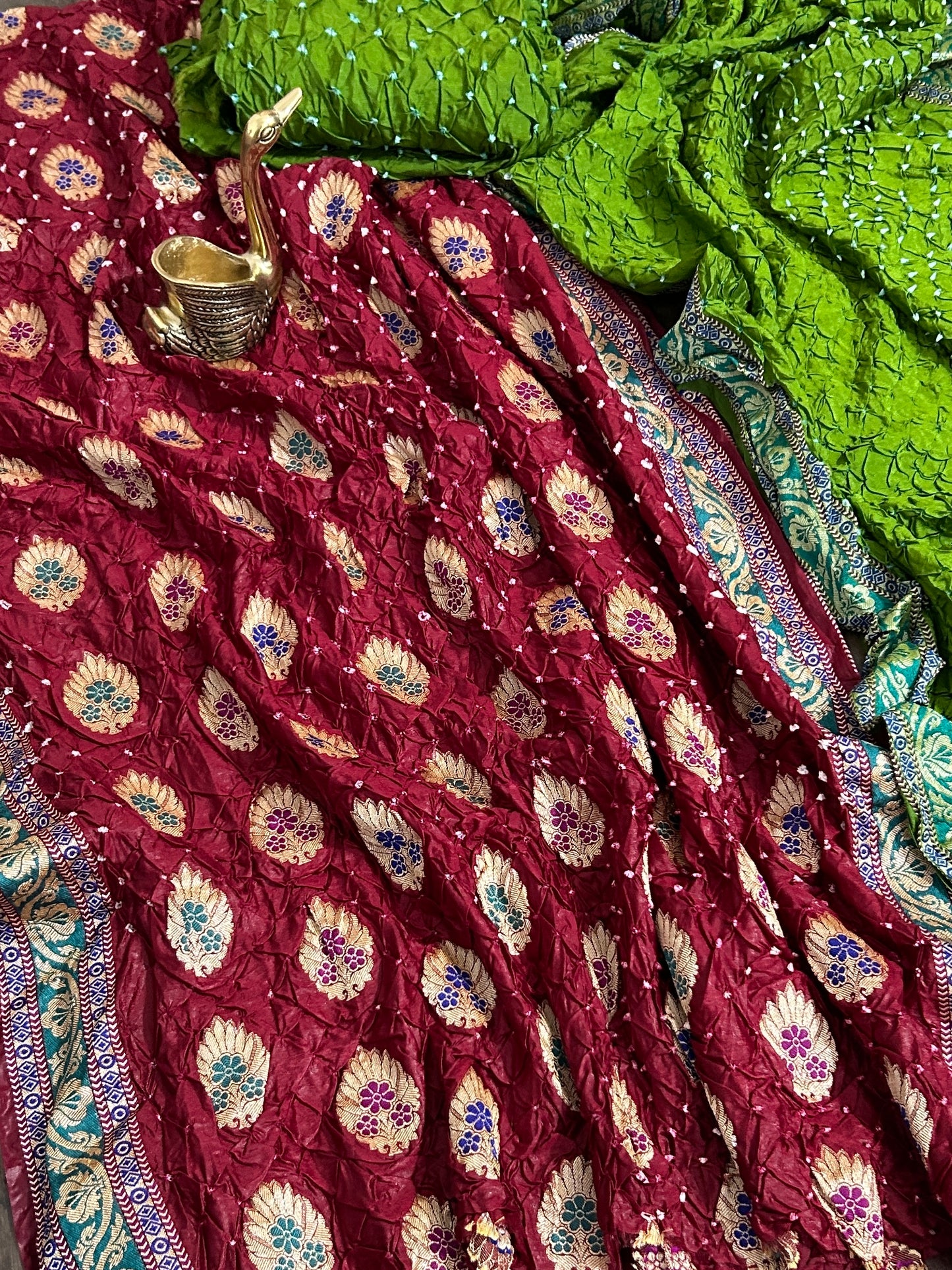 Gadwal Silk Bandhej Dress Material