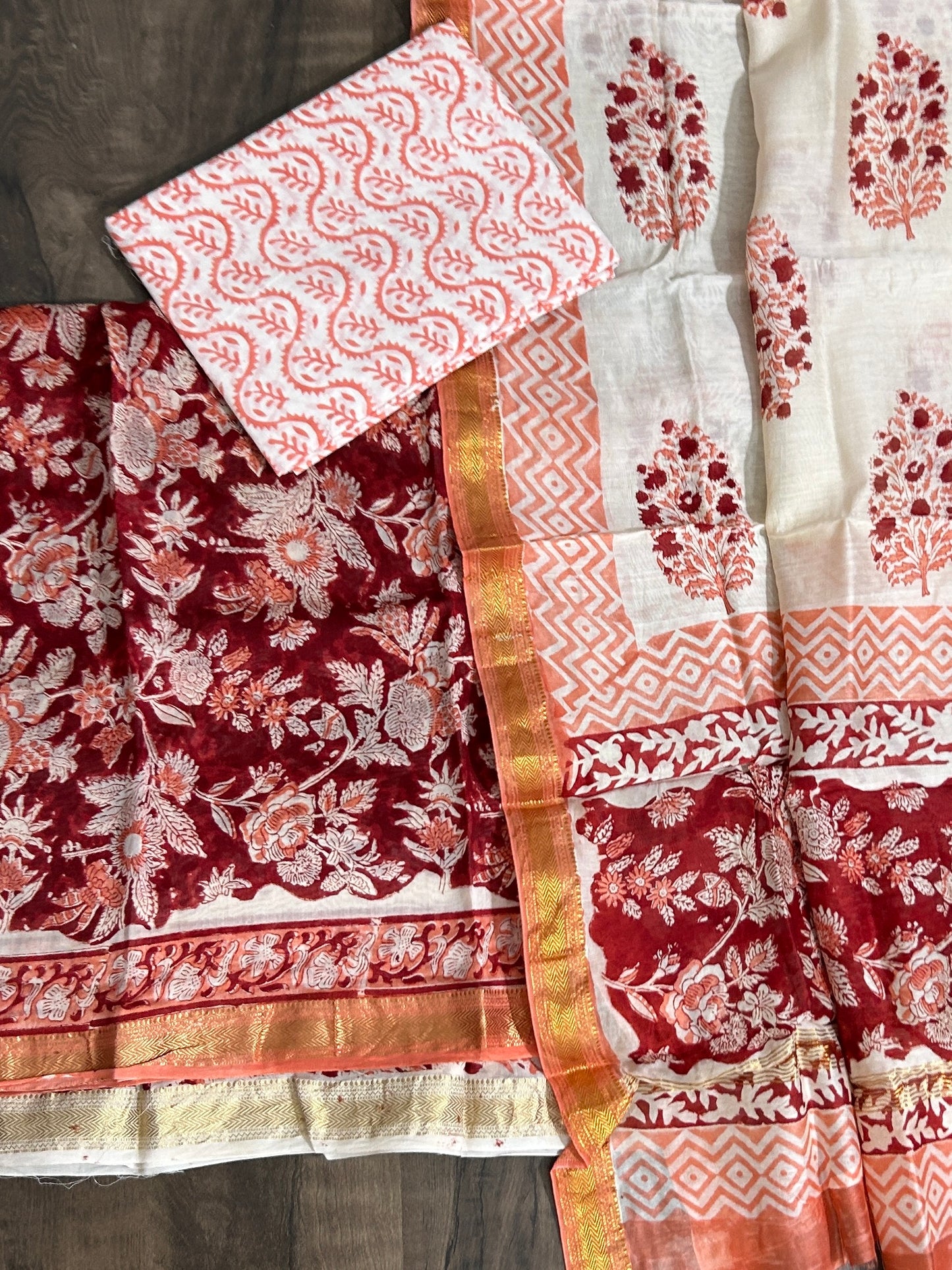 Hand BlockPrint Maheshwari Silk Cotton Dress Material