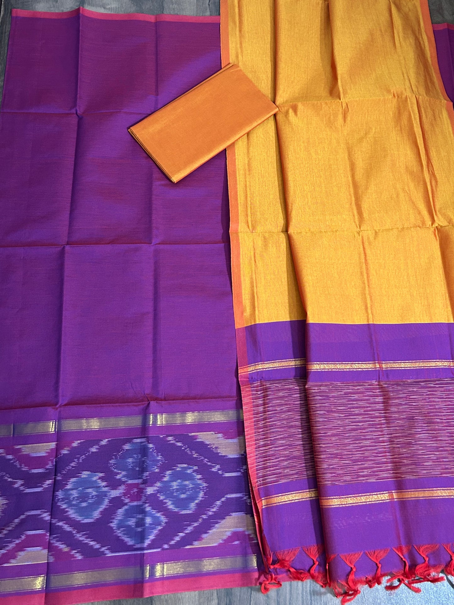 Ikat Cotton Silk Dress Material