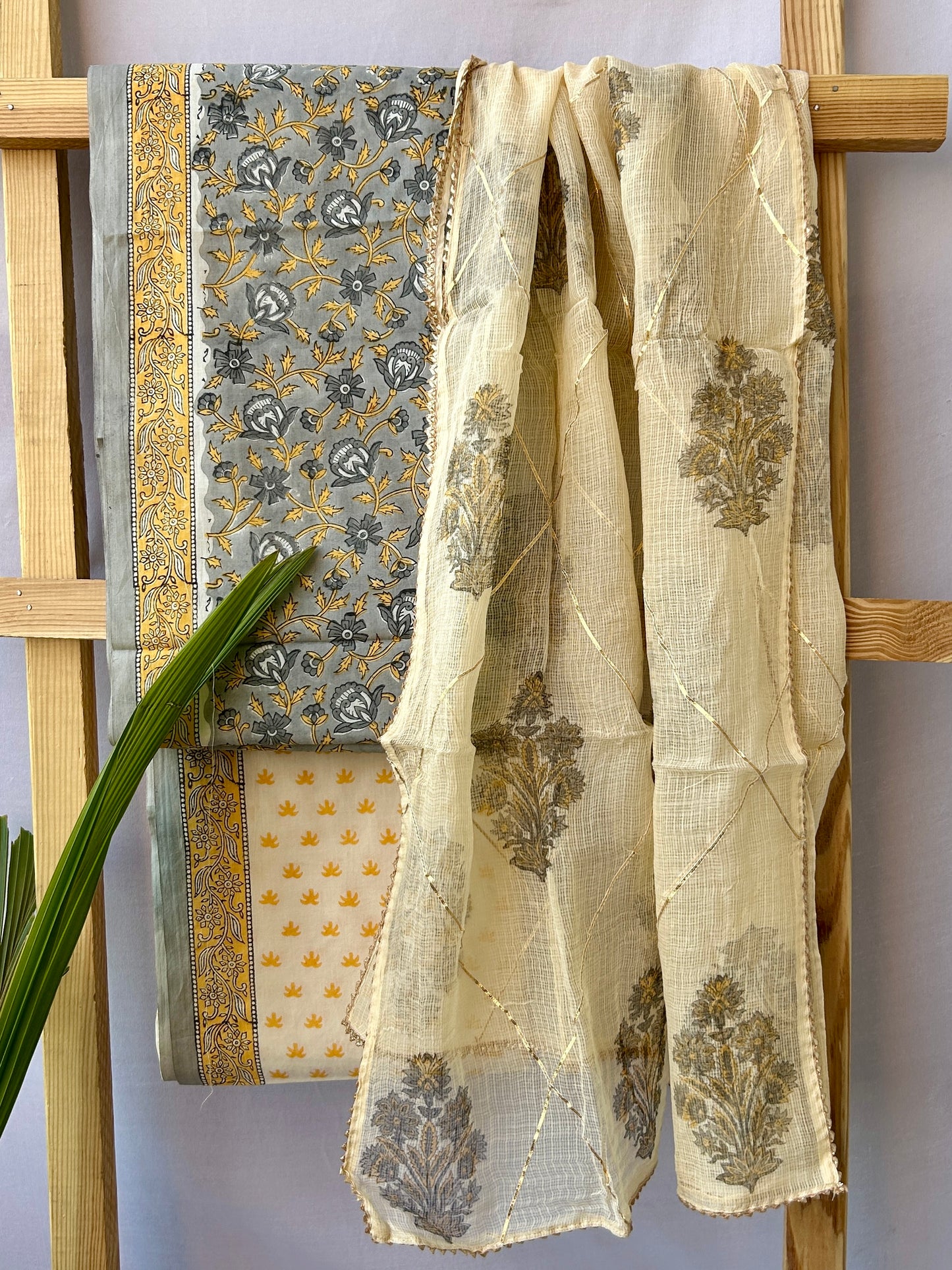 Hand BlockPrint Cotton Dress Material with Kota Doriya dupatta