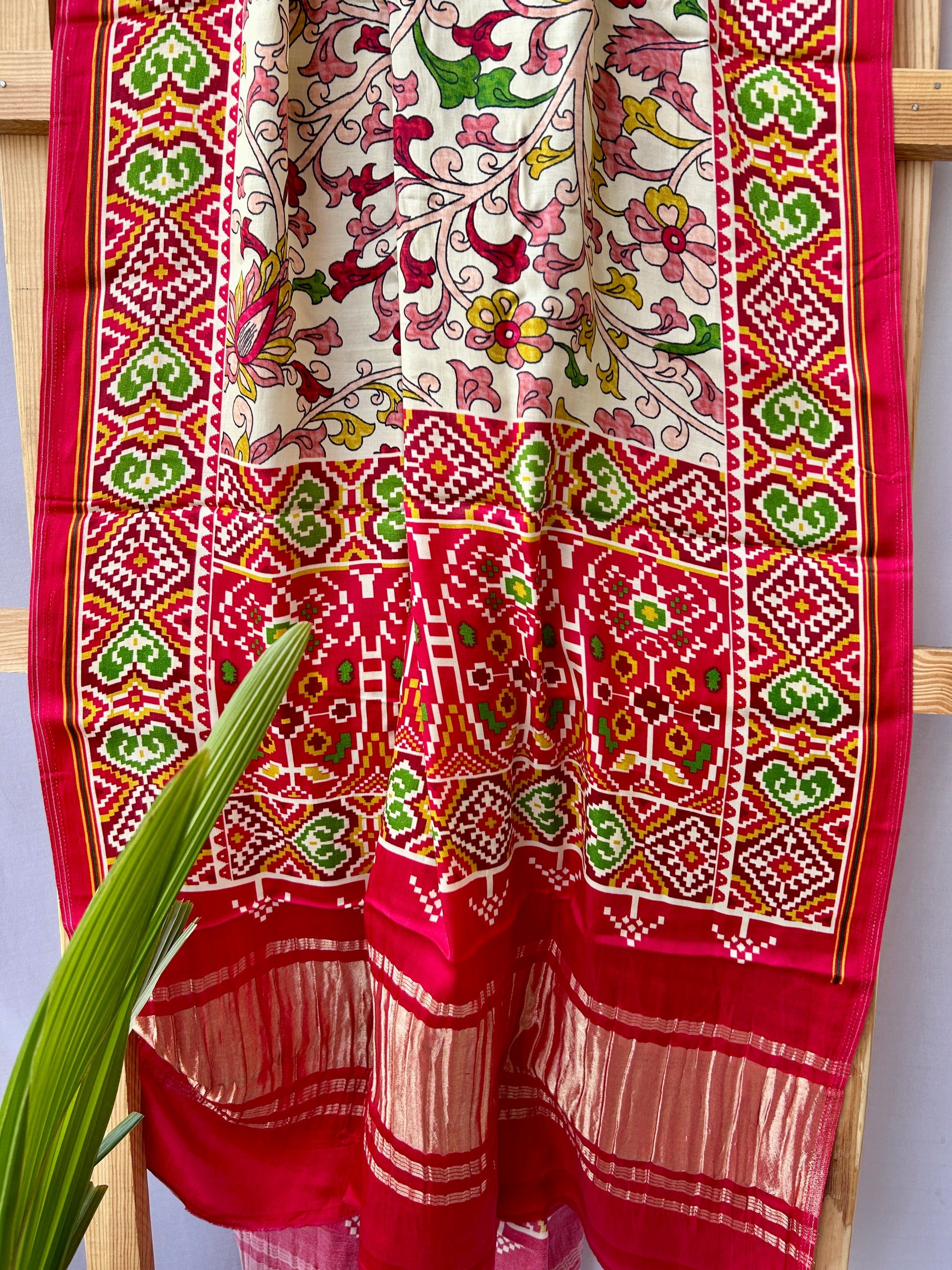 Gajji Silk Patola Print Dupatta with Tissue Pallu