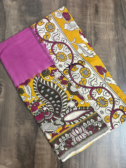 Kalamkari Malmal Cotton Saree with blouse