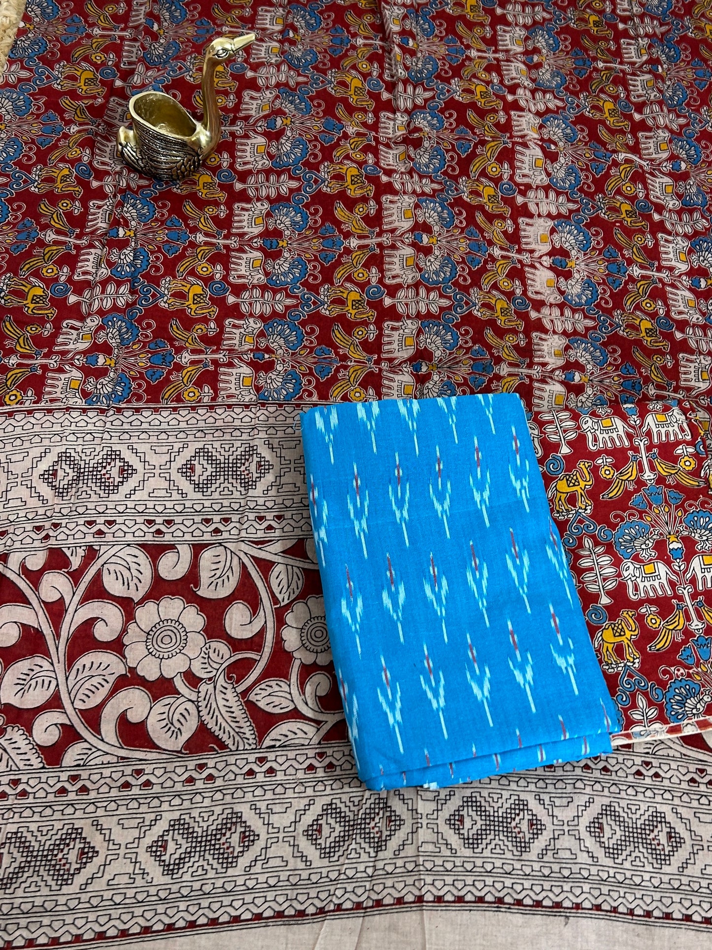 Ikat Kalamkari Cotton Dress Material