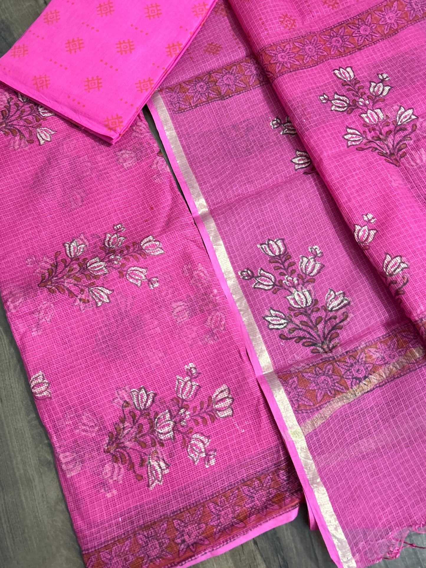 Hand Block Print Kota Cotton Dress Material
