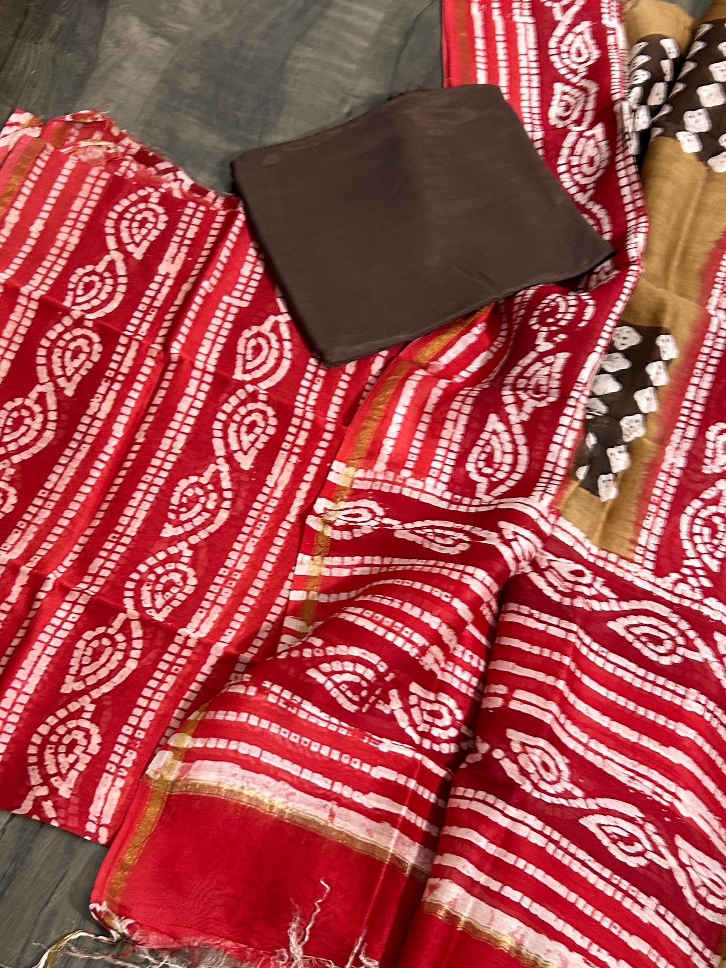 Hand Block Printed Chanderi Silk Cotton Dress Material