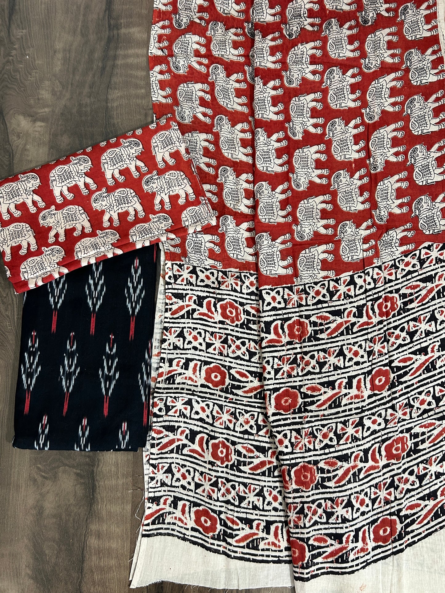 Ikat Kalamkari Cotton Dress Material