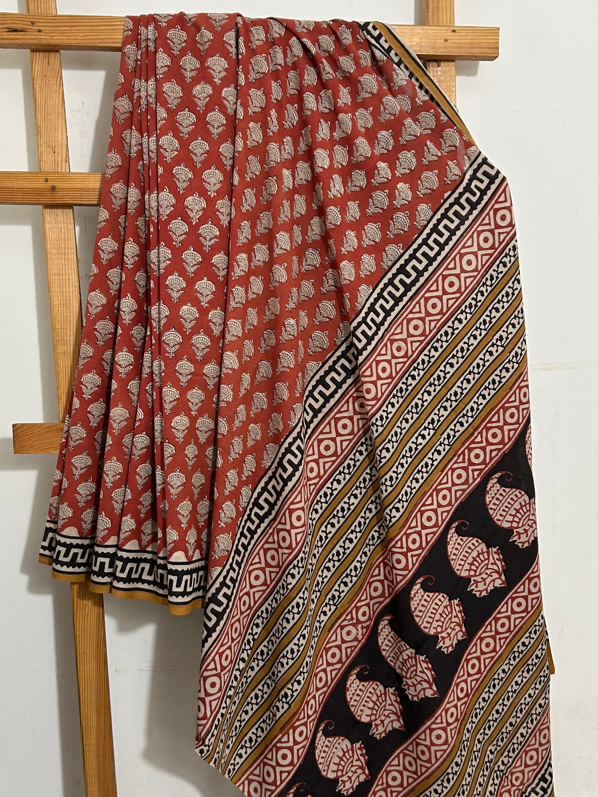 Hand BlockPrint Cotton Saree with Blouse