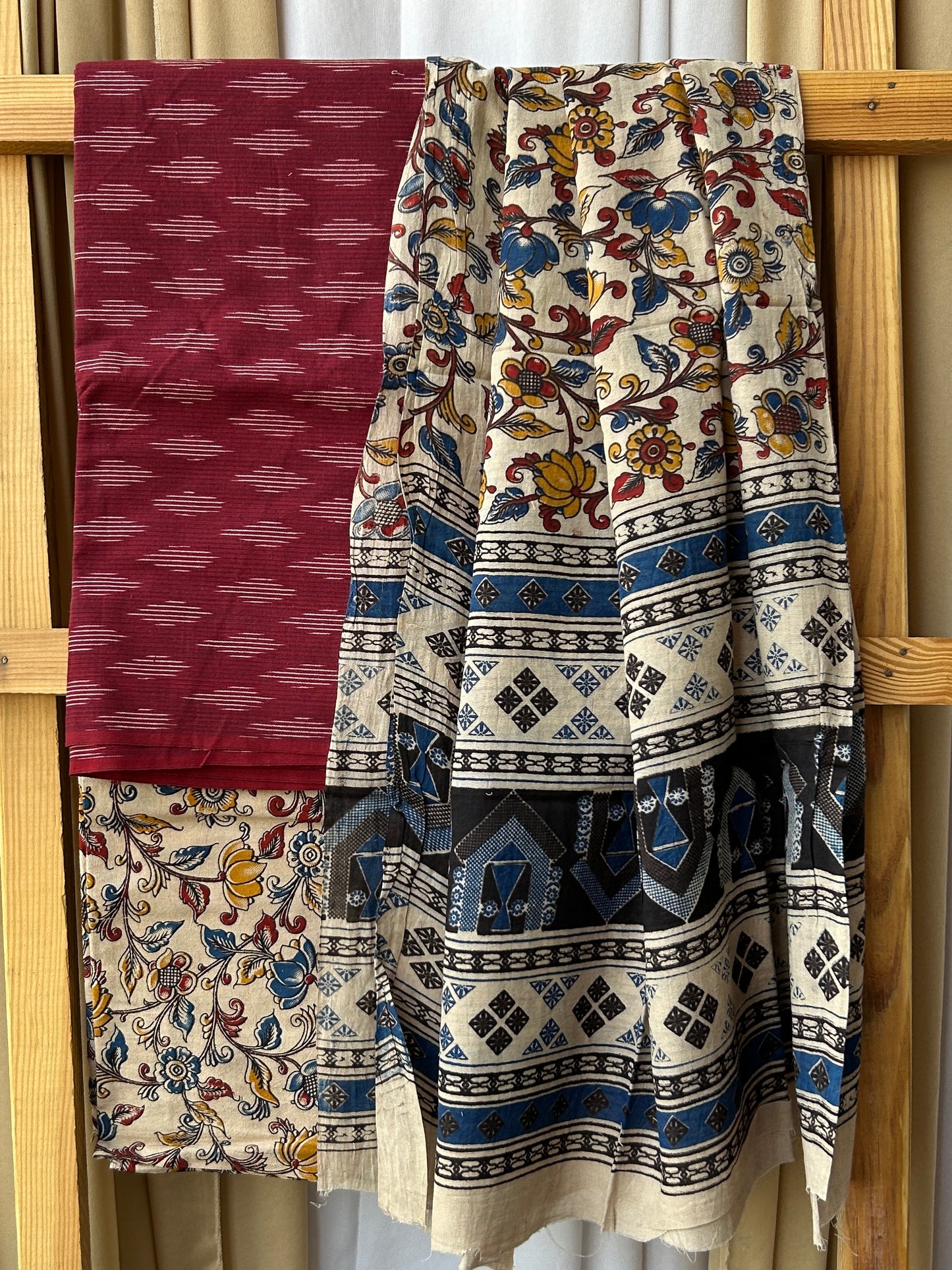 Ikat Kalamkari Cotton Dress Material