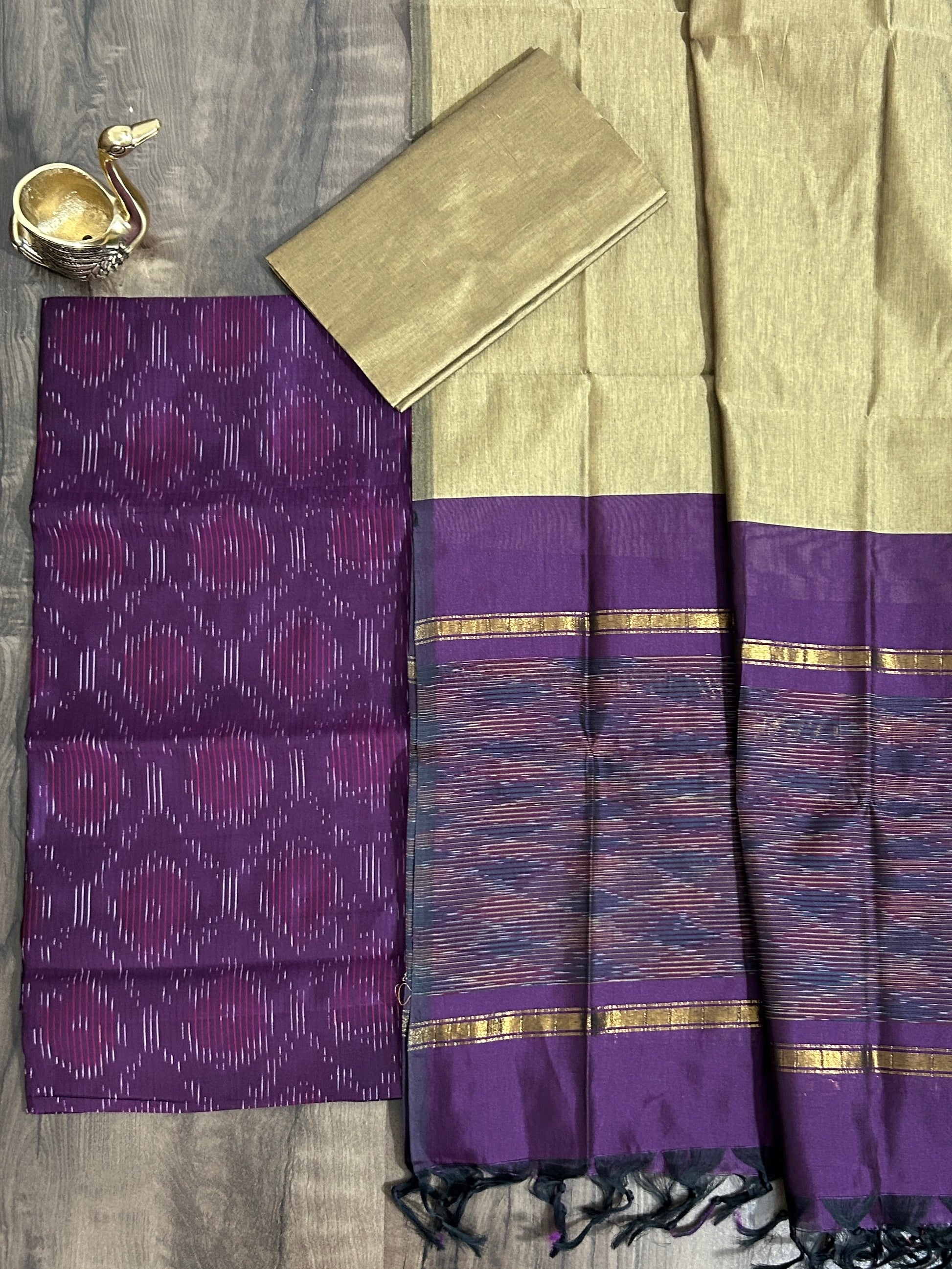 Ikat Cotton Silk Dress Material