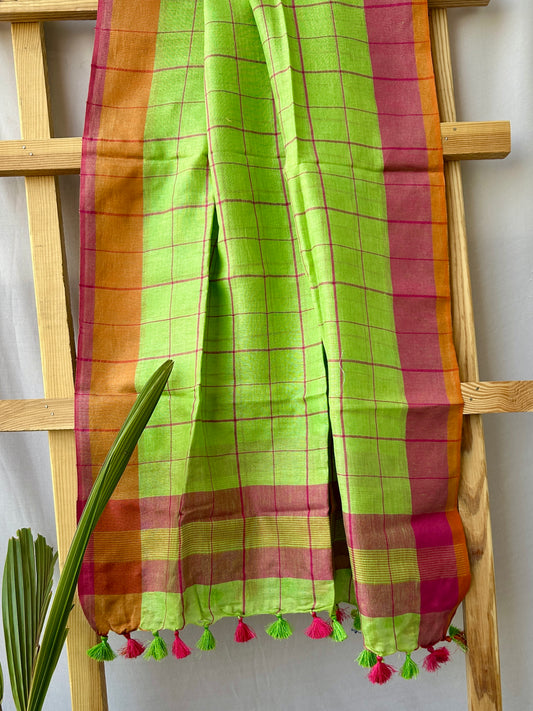 Pure Linen Dupatta with tassels