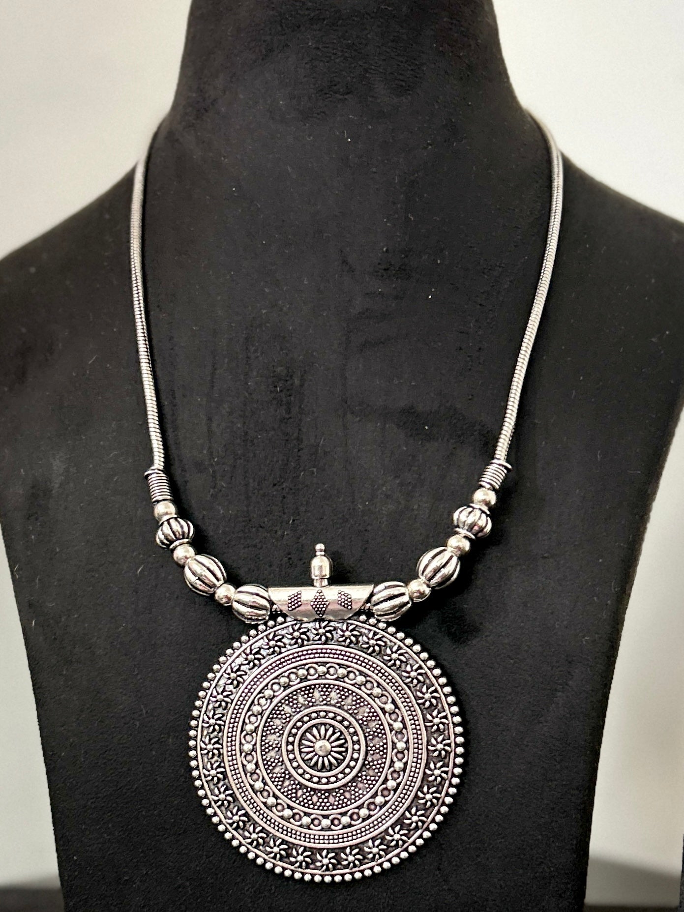 German Silver Oxidized Necklace