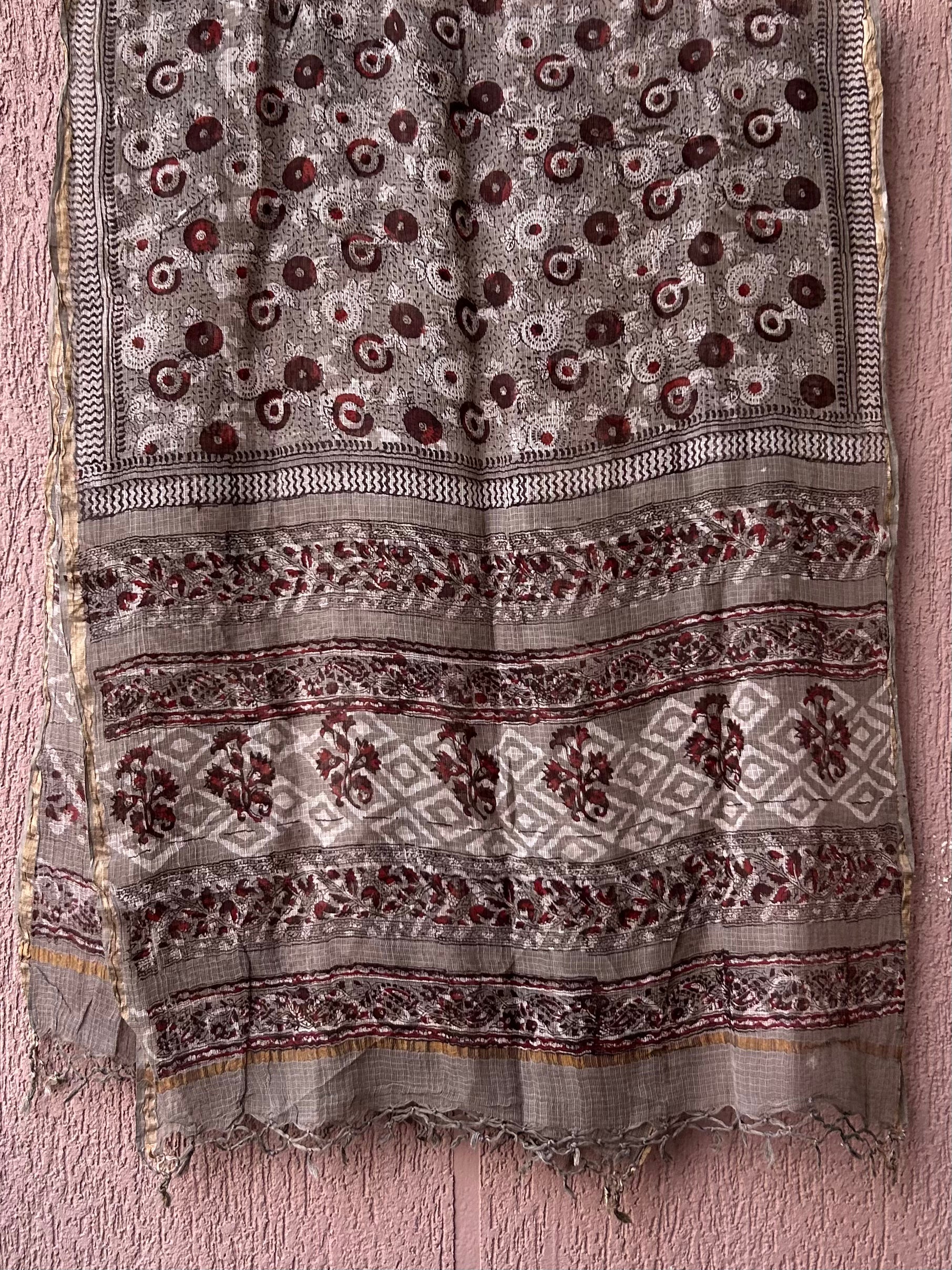 Pure Kota doriya hand block printed dupatta