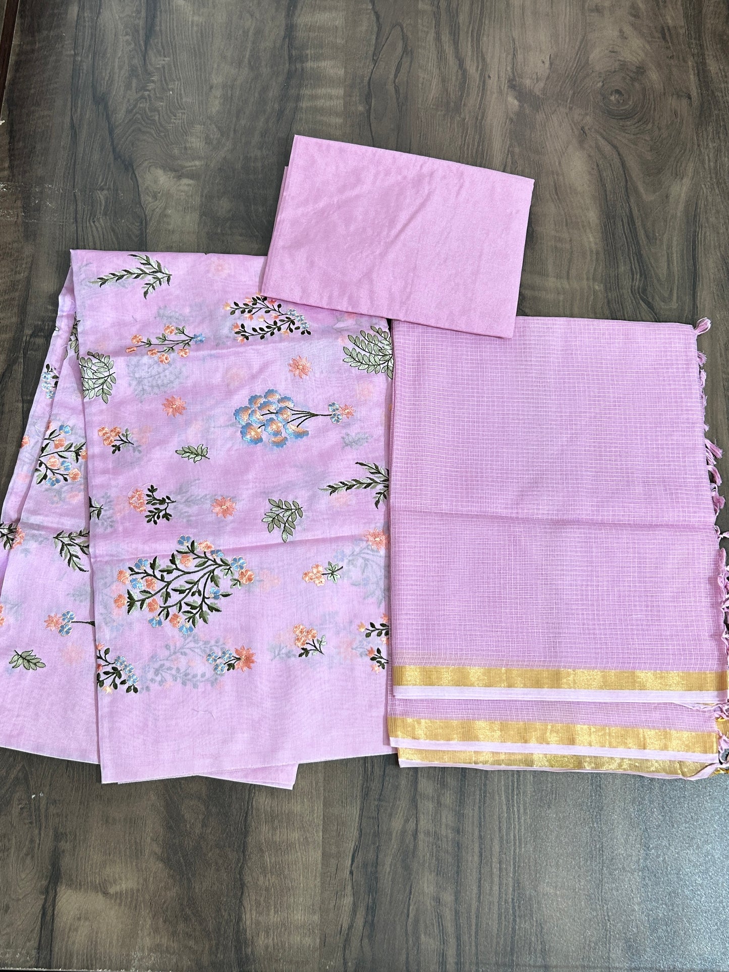 Chanderi Silk Embroidered Dress Material
