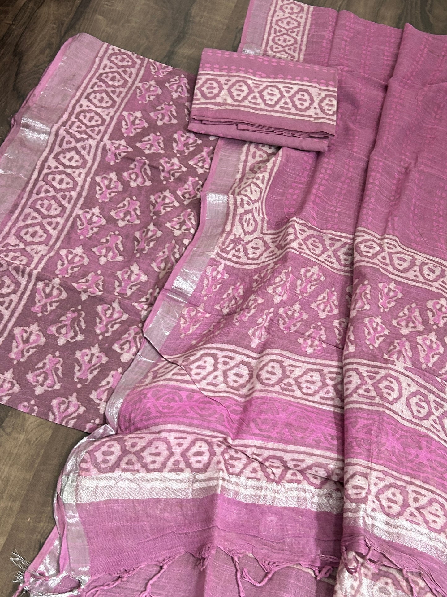 Hand BlockPrint Linen Cotton Dress Material *