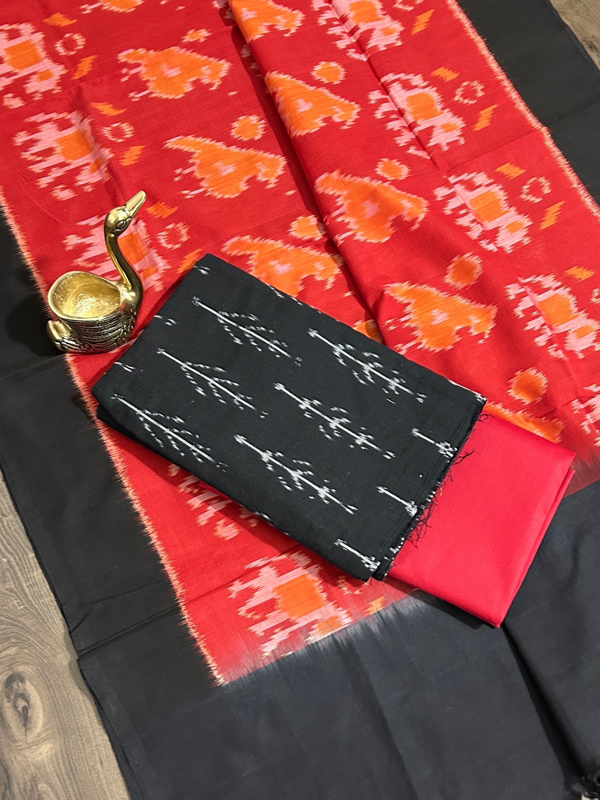 Double Ikat Mercerized Cotton Dress Material