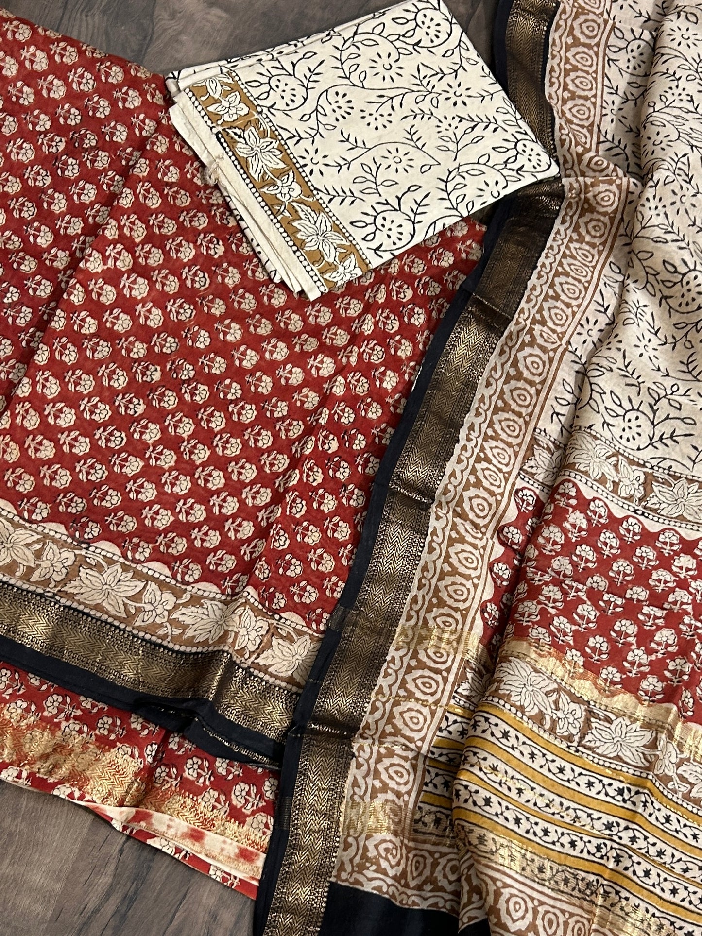 Hand BlockPrint Maheshwari Silk Cotton Dress Material