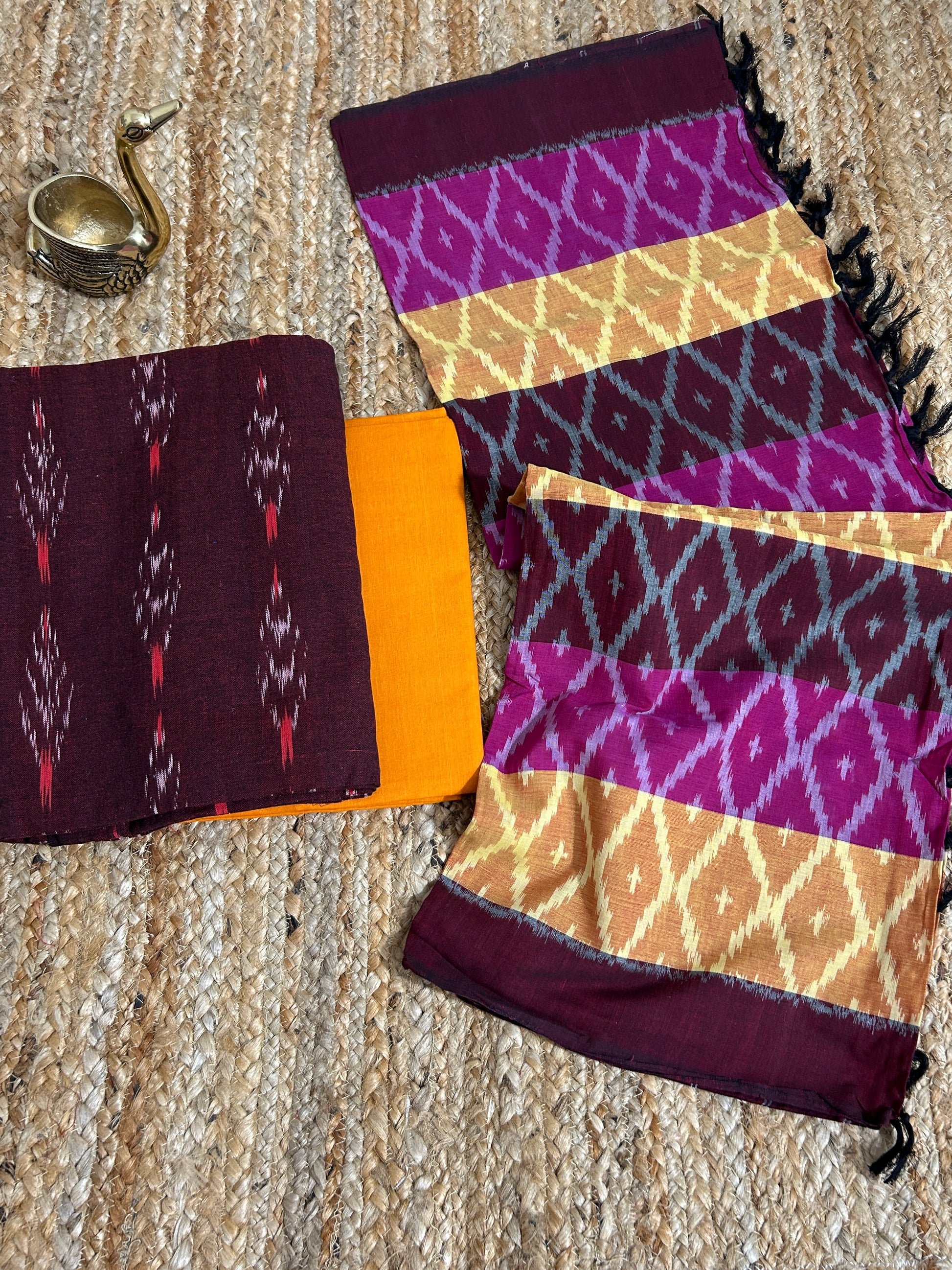 Double Ikat Mercerized Cotton Dress Materialvv