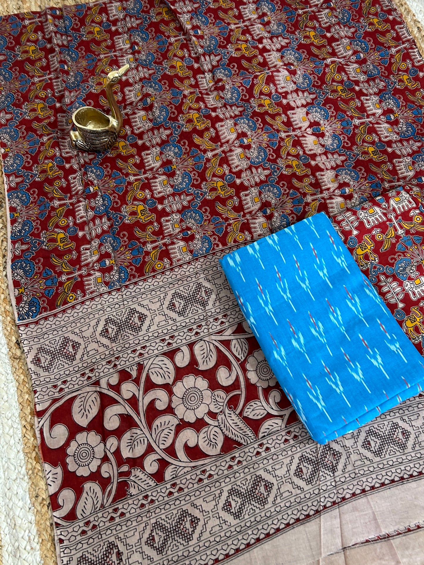 Ikat Kalamkari Cotton Dress Material