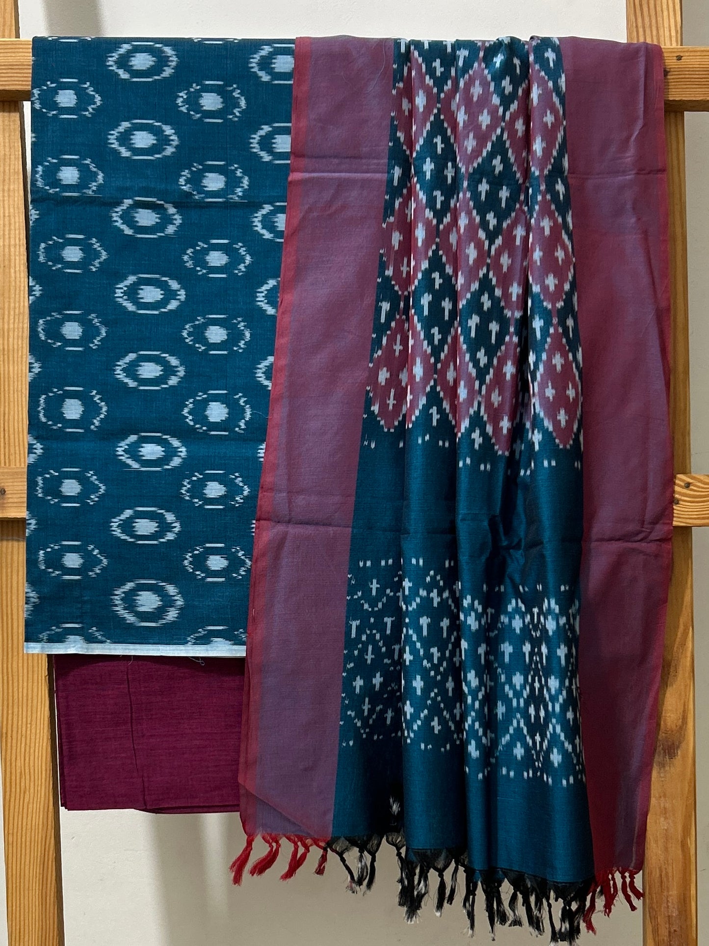 Double Ikat Mercerized Cotton Dress Material