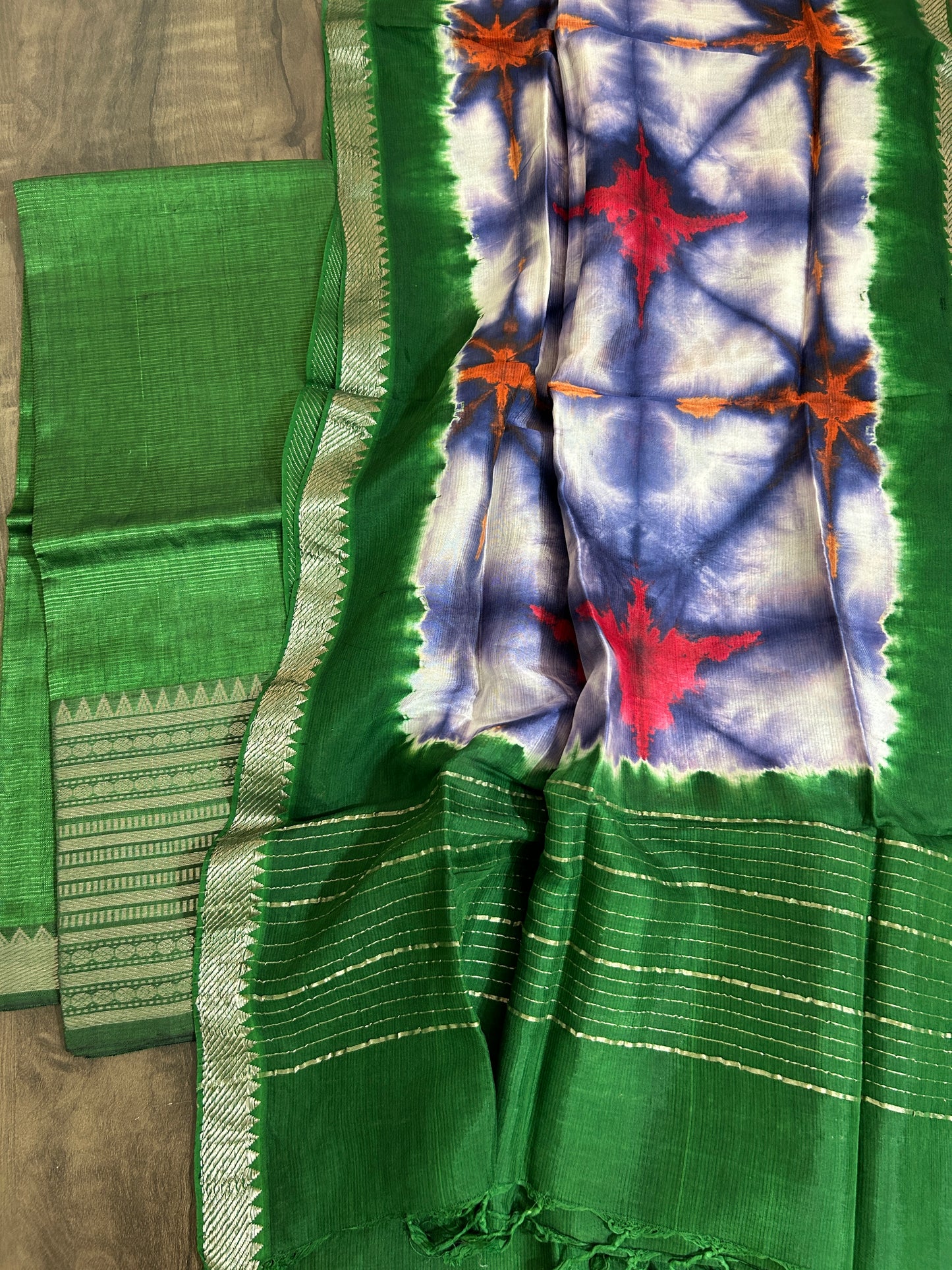Mangalagiri Silk Cotton Top Dupatta Set #