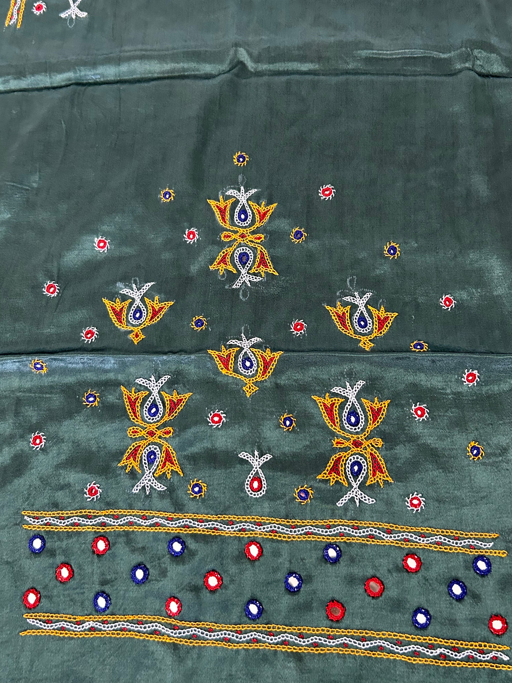 Kutchh Work Mashroo Silk Blouse Piece