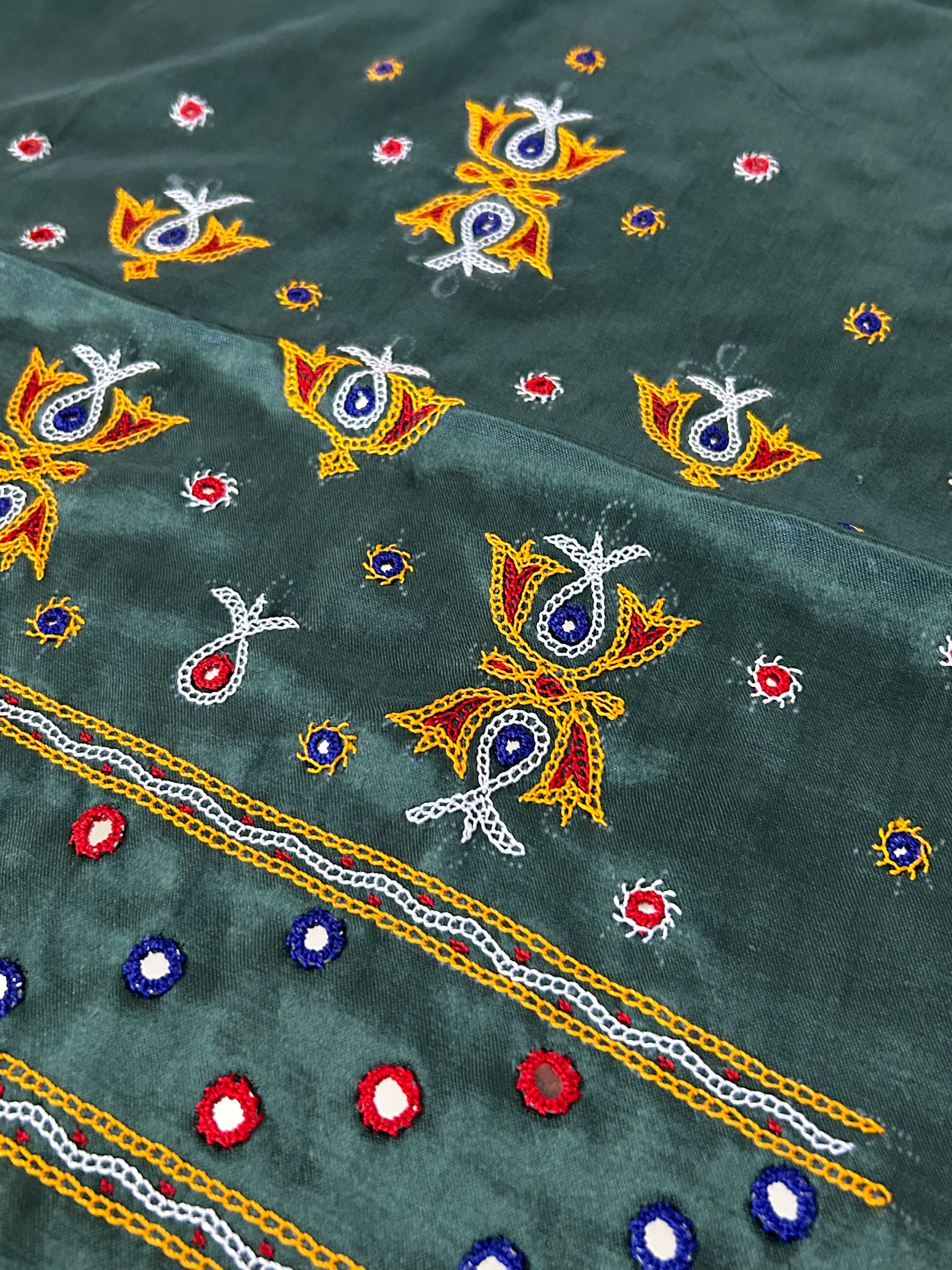 Kutchh Work Mashroo Silk Blouse Piece