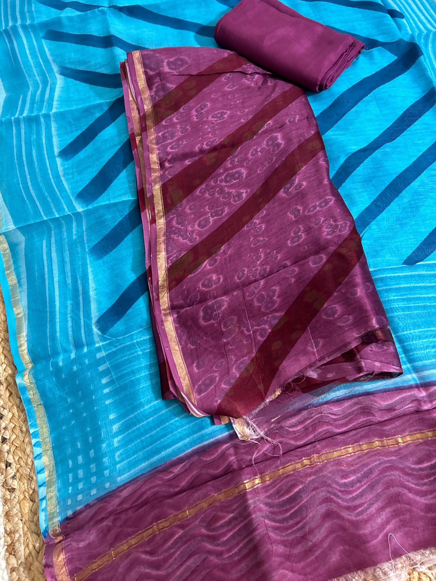 Hand BlockPrint Chanderi Silk Cotton Dress Material