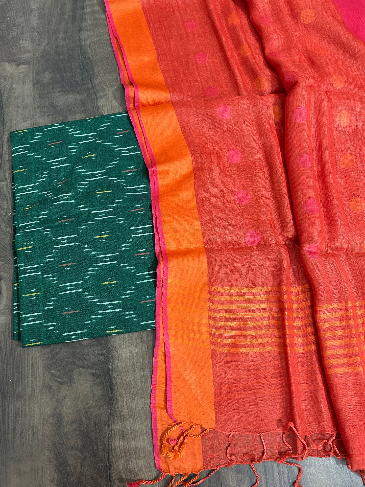 Ikat Top with Pure Linen Dupatta
