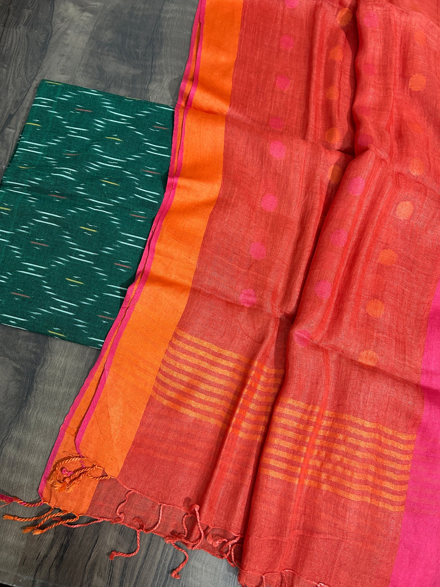 Ikat Top with Pure Linen Dupatta