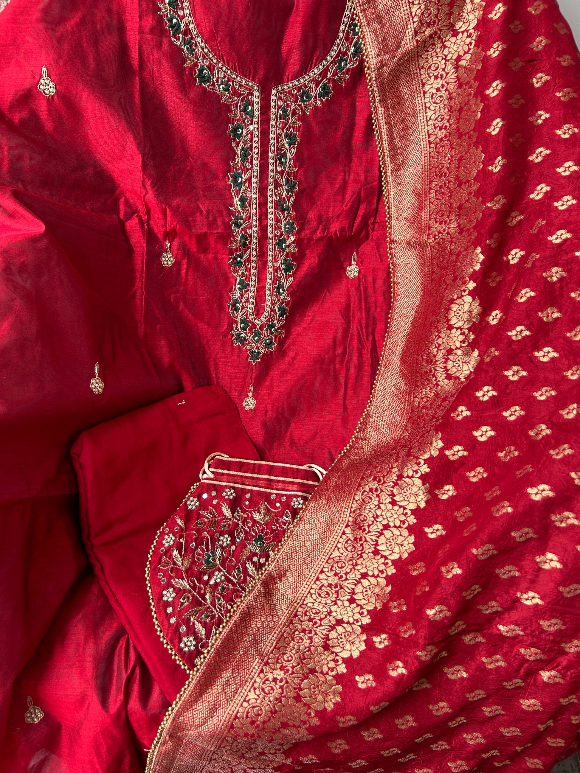 Banarasi Dress Material with Matching Potli