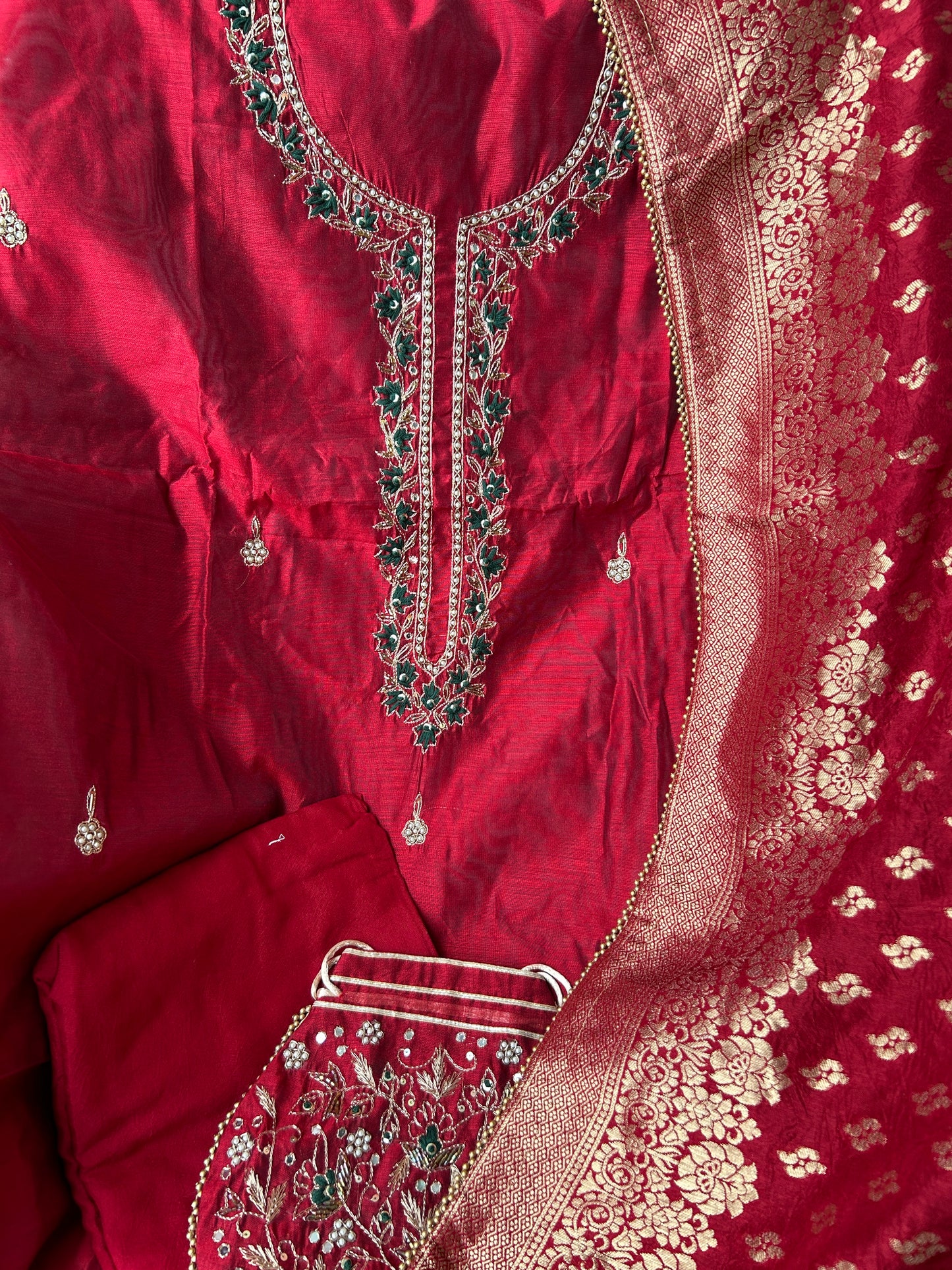Banarasi Dress Material with Matching Potli