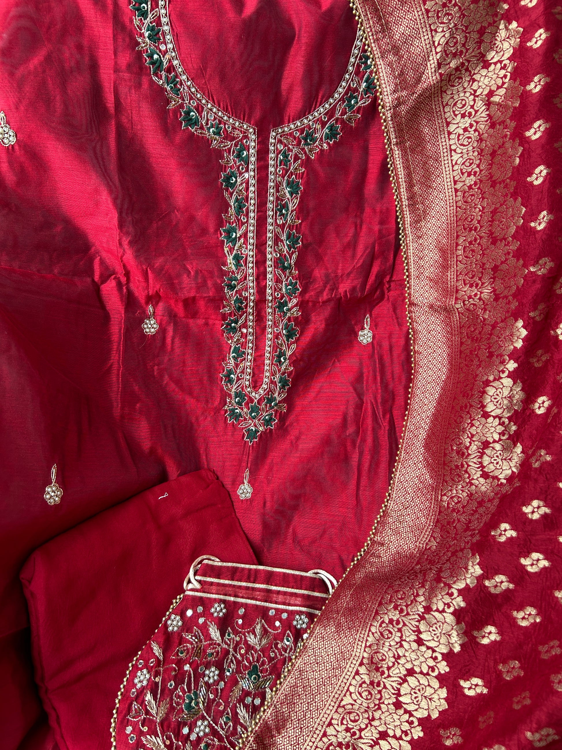 Banarasi Dress Material with Matching Potli